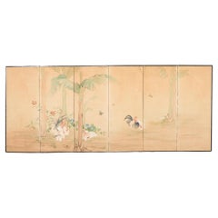 Coqs et Hens japonais Taisho à six panneaux