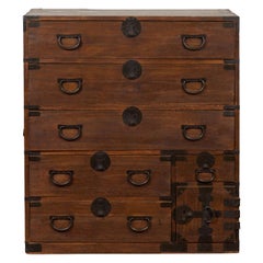 Japanese Taishō Tansu Chest in Isho-Dansu Style with Six Drawers and Safe