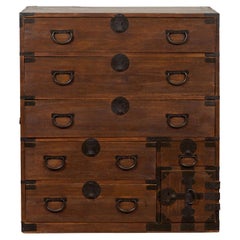 Japanese Taishō Tansu Chest in Isho-Dansu Style with Six Drawers and Safe