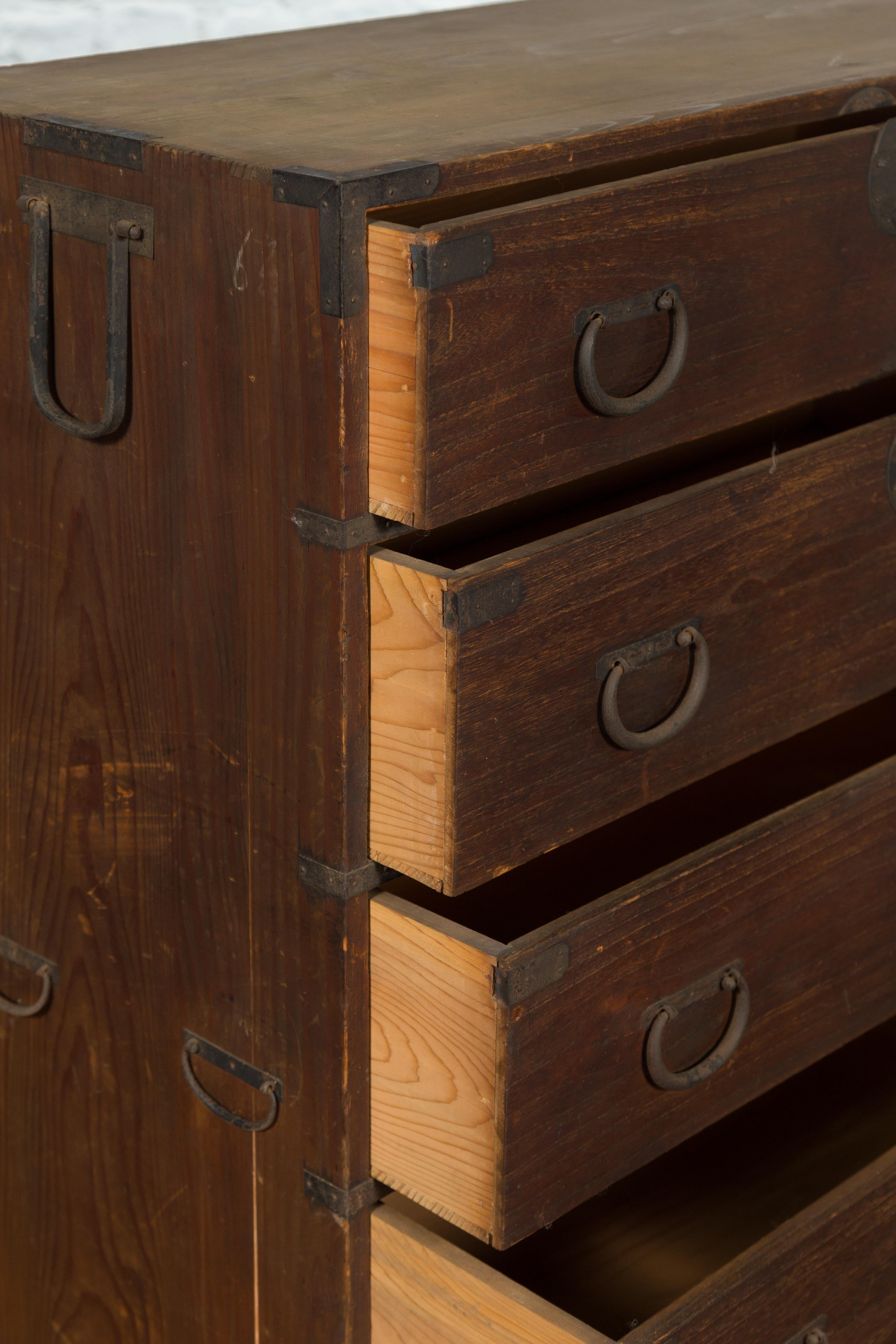 Japanese Taishō Tansu Clothing Chest in Isho-Dansu Style with Five Drawers 1