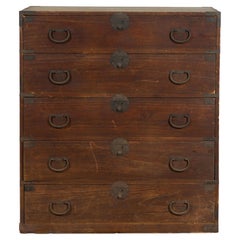Antique Japanese Taishō Tansu Clothing Chest in Isho-Dansu Style with Five Drawers