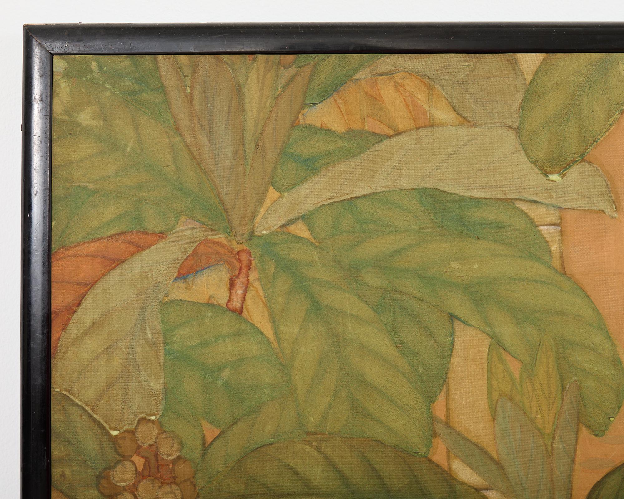 Japanese Taisho Two Panel Screen Bamboo Butterfly Landscape For Sale 7
