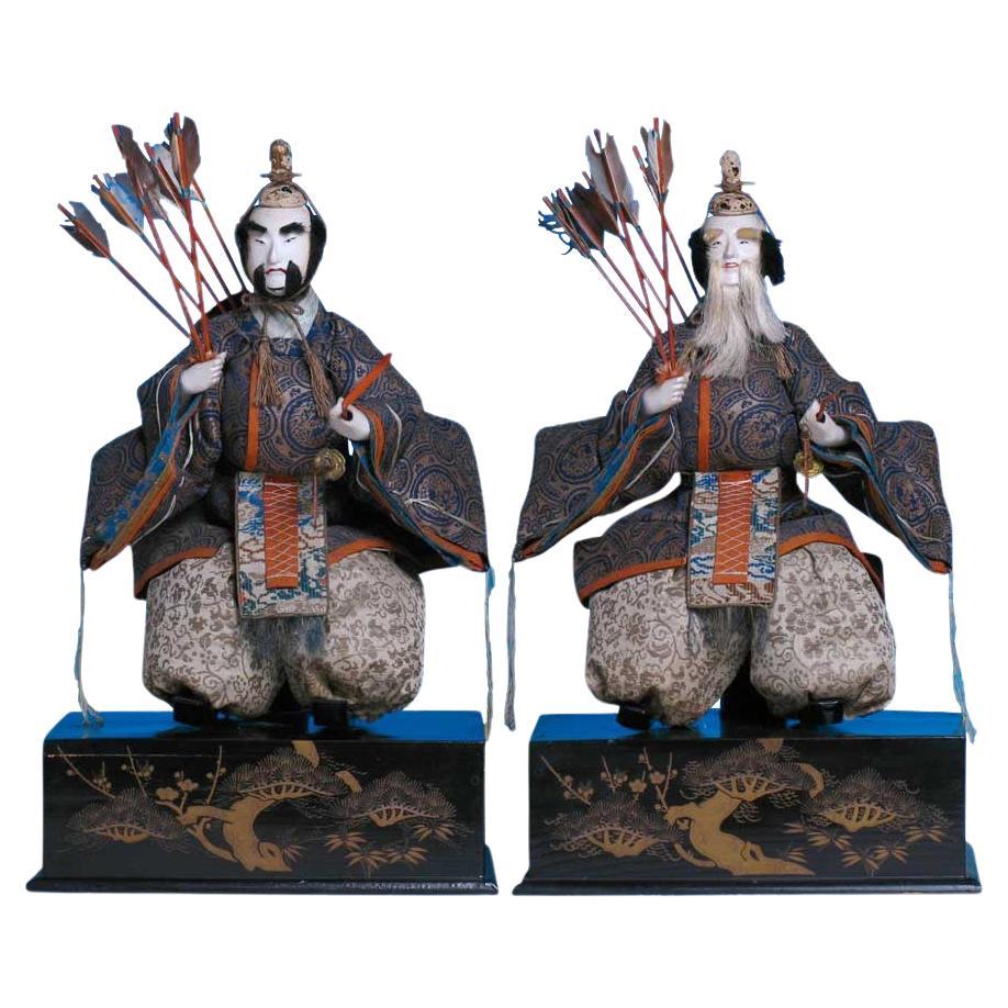 Japanese Takeda Hina Ningyo, of a pair of seated ministers For Sale