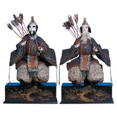 Antique Japanese Takeda Hina Ningyo, of a pair of seated ministers