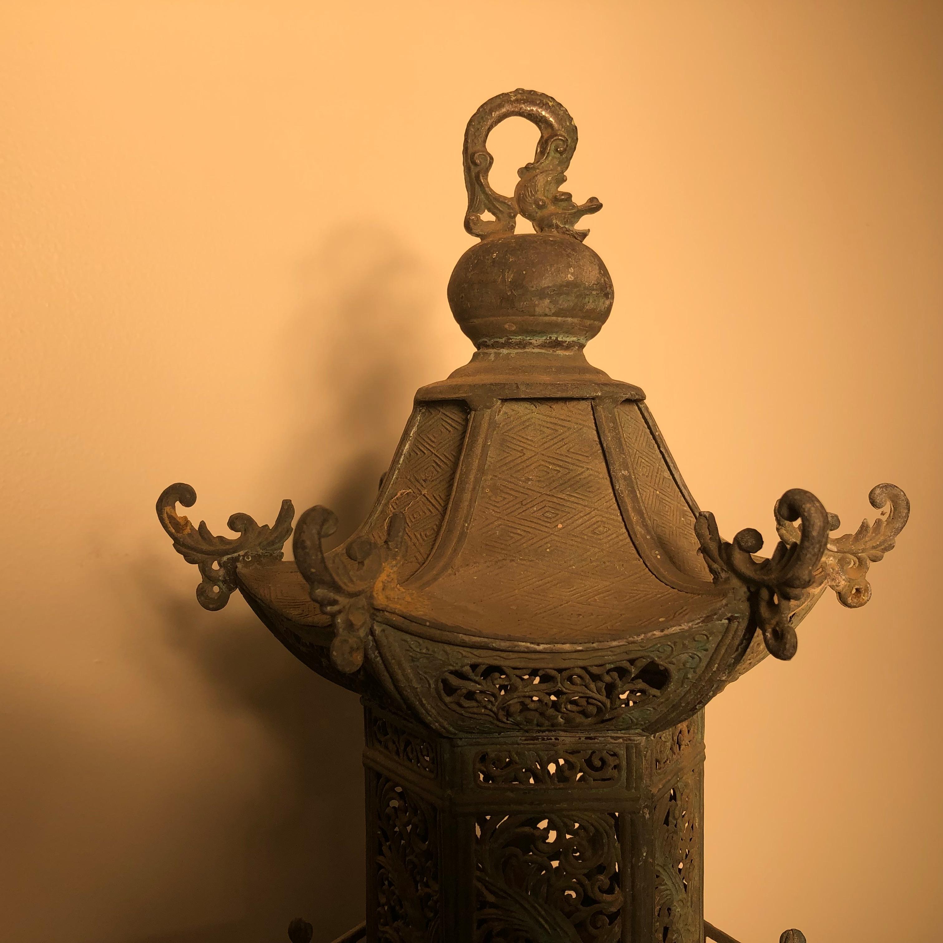 Hand-Crafted Japanese Tall Antique Bronze 
