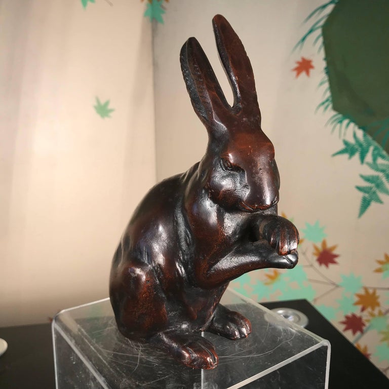 Japanese Tall Antique Bronze Rabbit at 1stDibs