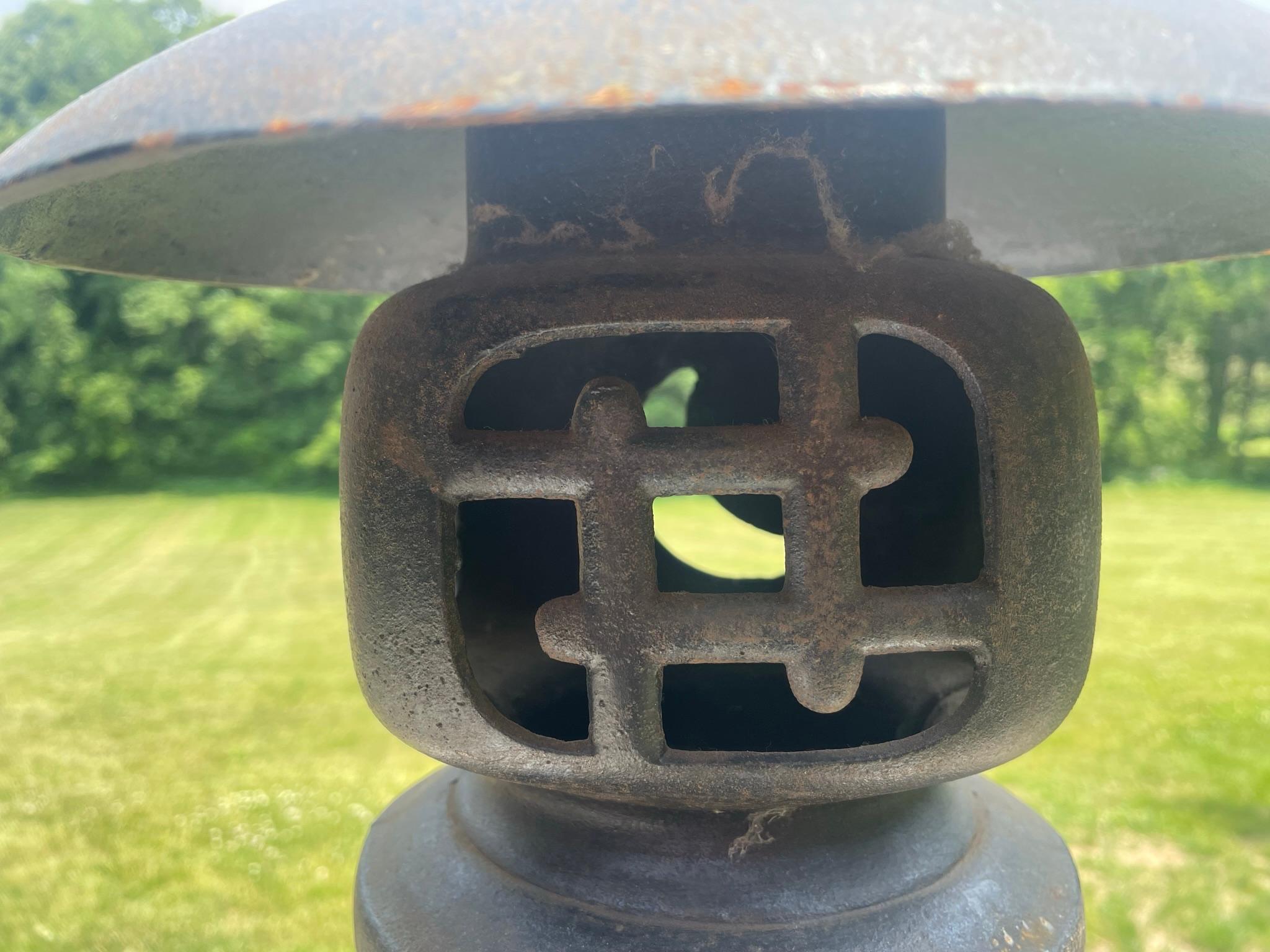 Japanese Tall Antique Yukimi Water Reflection Garden Lantern, 16