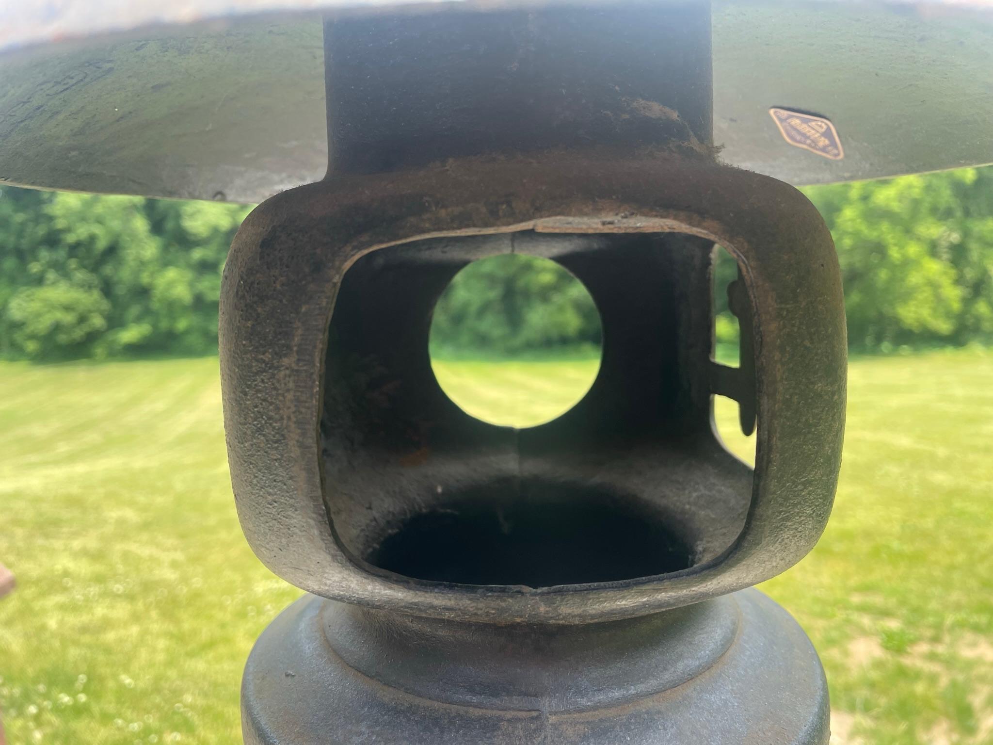 Iron Japanese Tall Antique Yukimi Water Reflection Garden Lantern, 16