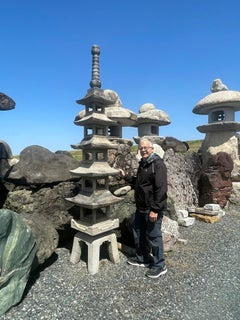 Japanese Tall Antique Five Elements Stone Pagoda, 10 feet