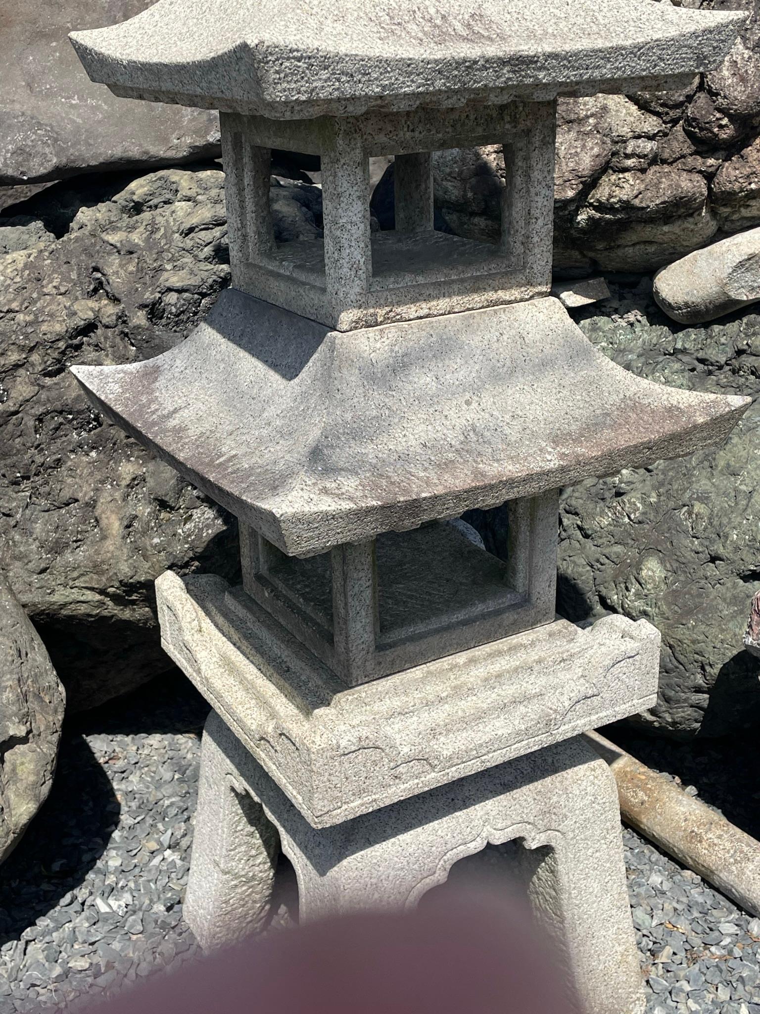Japanese Tall Antique Five Elements Stone Pagoda, 10 feet In Good Condition In South Burlington, VT