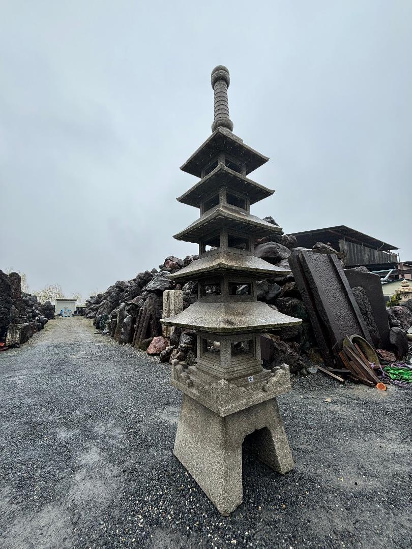 Japanese Tall Antique Stone Pagoda Lantern 180 Inches