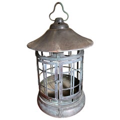 Japanese Tall Antique Lantern with Double Doors and Fine Details