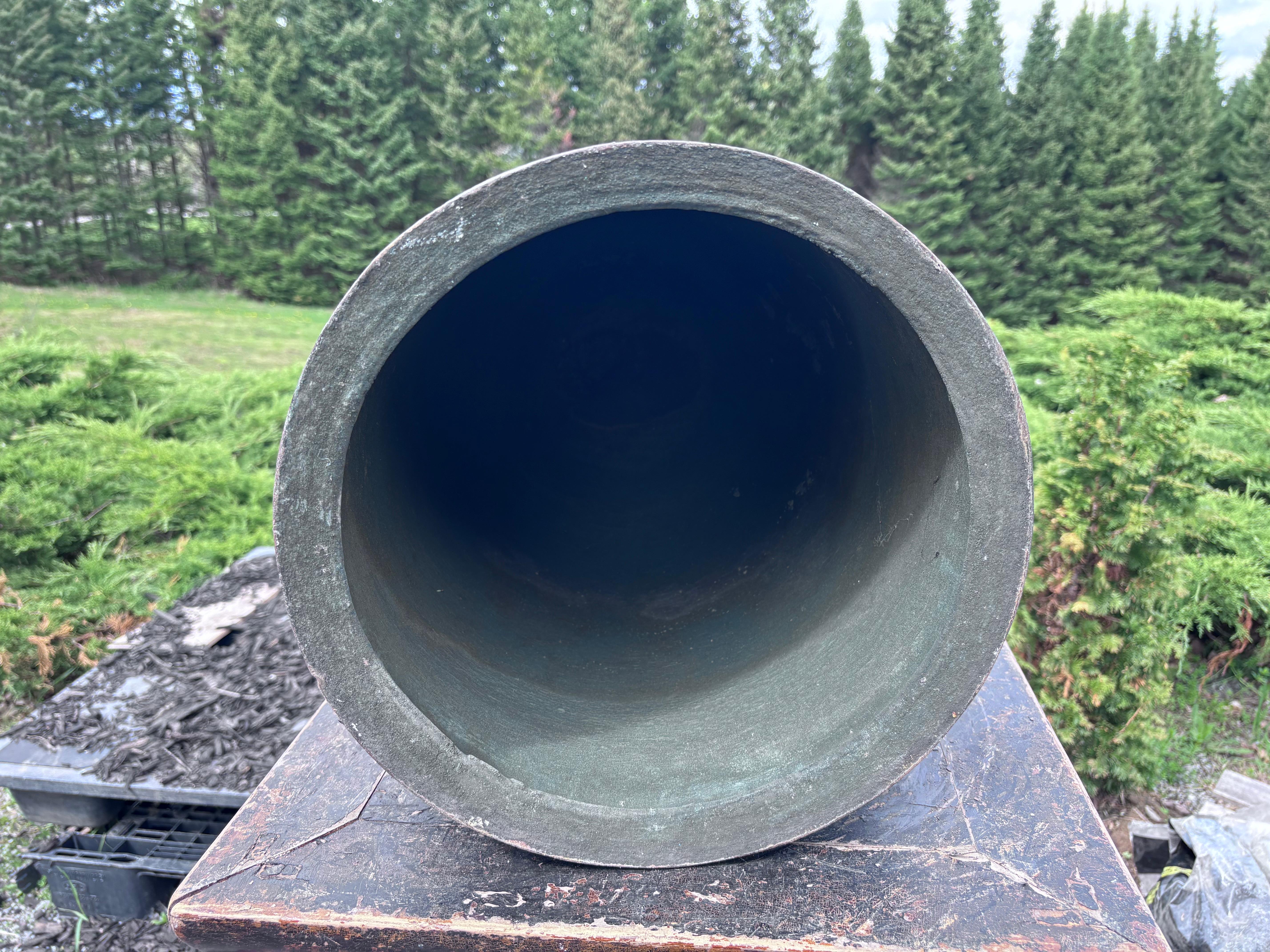 Campana da giardino Bonsho giapponese alta, antica e grande, in bronzo, con suono deciso, 23 pollici in vendita 4