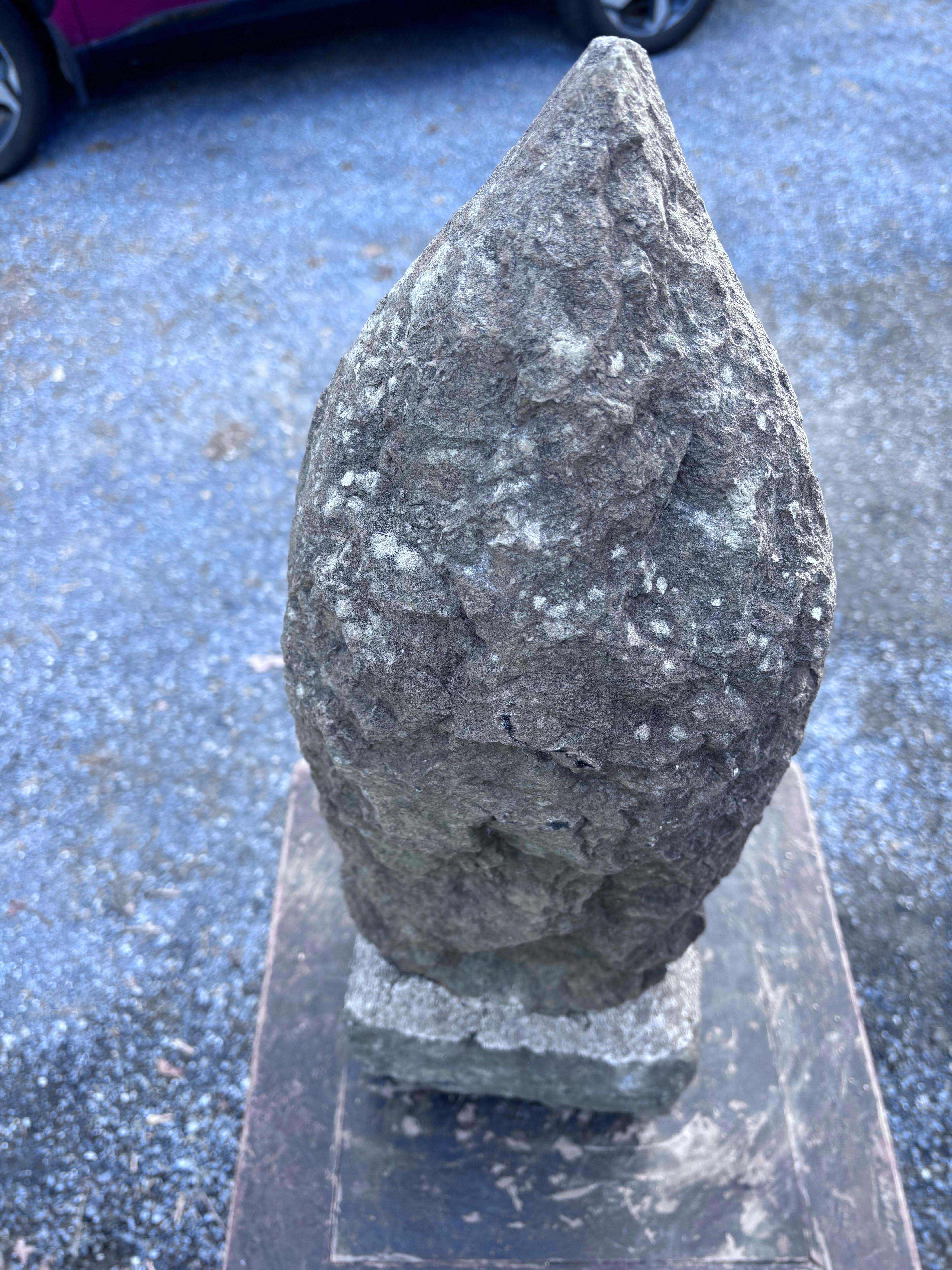 Japanese Tall Antique Stone Buddha Shakyamuni 27 Inches And Signed For Sale 4