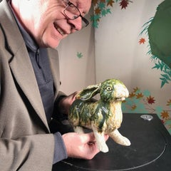 Japanese Tall Floppy Ear Rabbit Sculpture Mint, Signed and Boxed