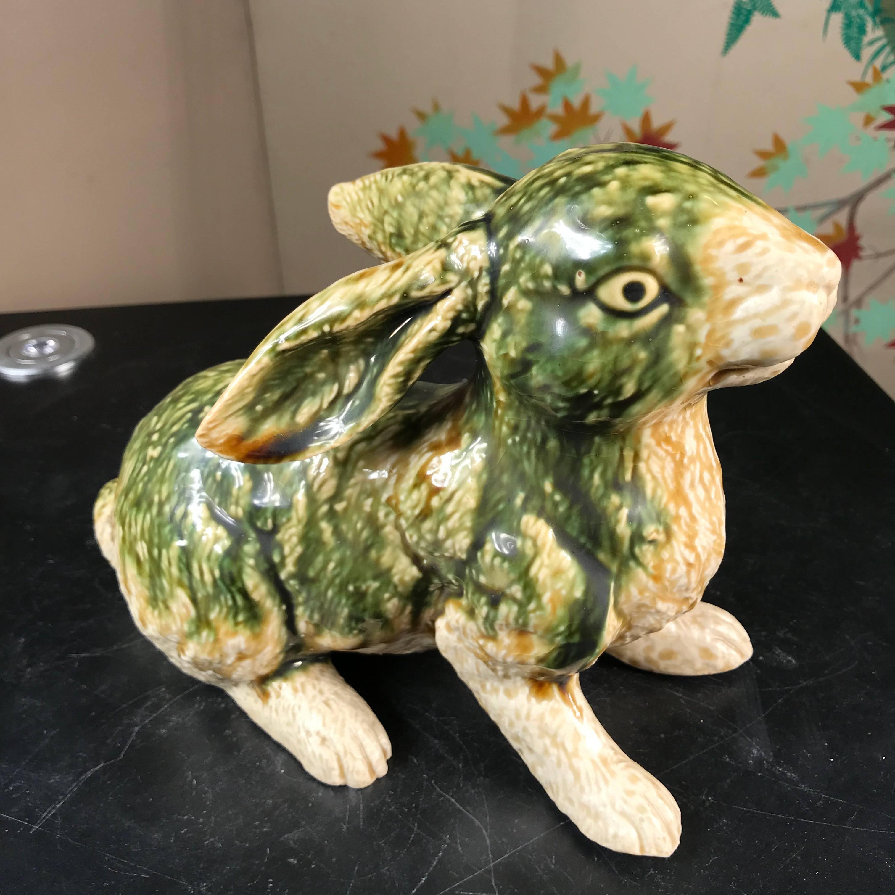 Hand-Crafted Japanese Tall Floppy Ear Rabbit Sculpture Mint, Signed and Boxed