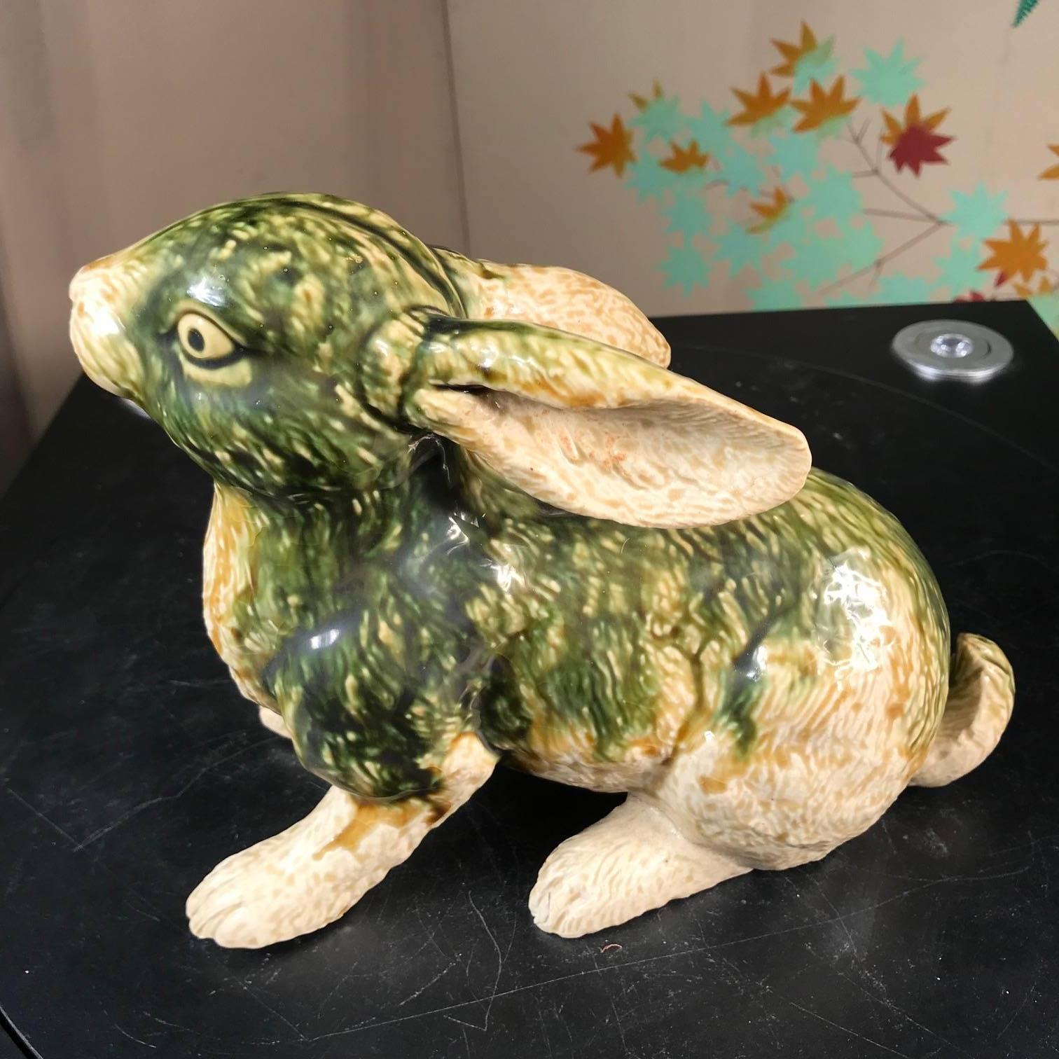 Japanese Tall Floppy Ear Rabbit Sculpture Mint, Signed and Boxed In Good Condition In South Burlington, VT