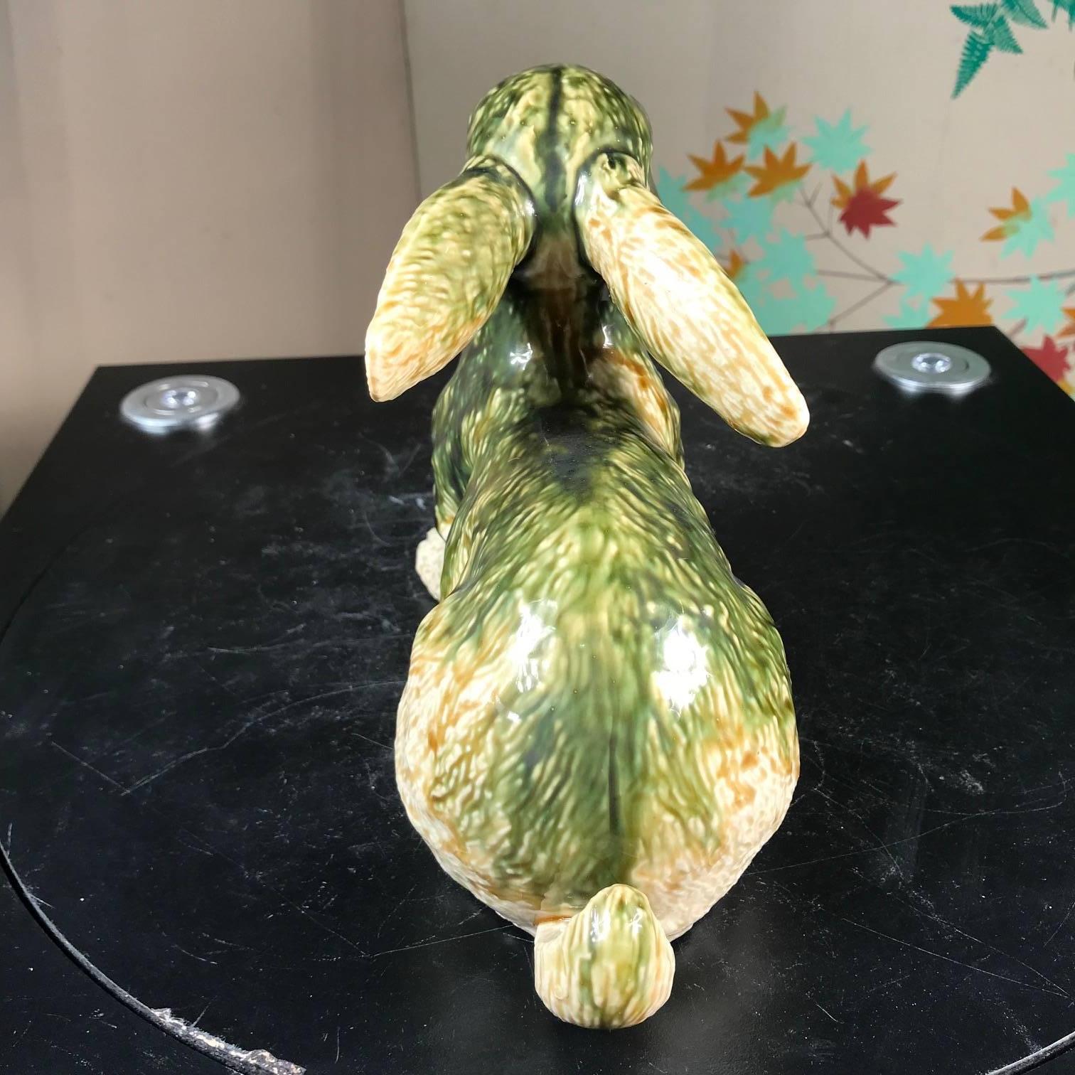 20th Century Japanese Tall Floppy Ear Rabbit Sculpture Mint, Signed and Boxed