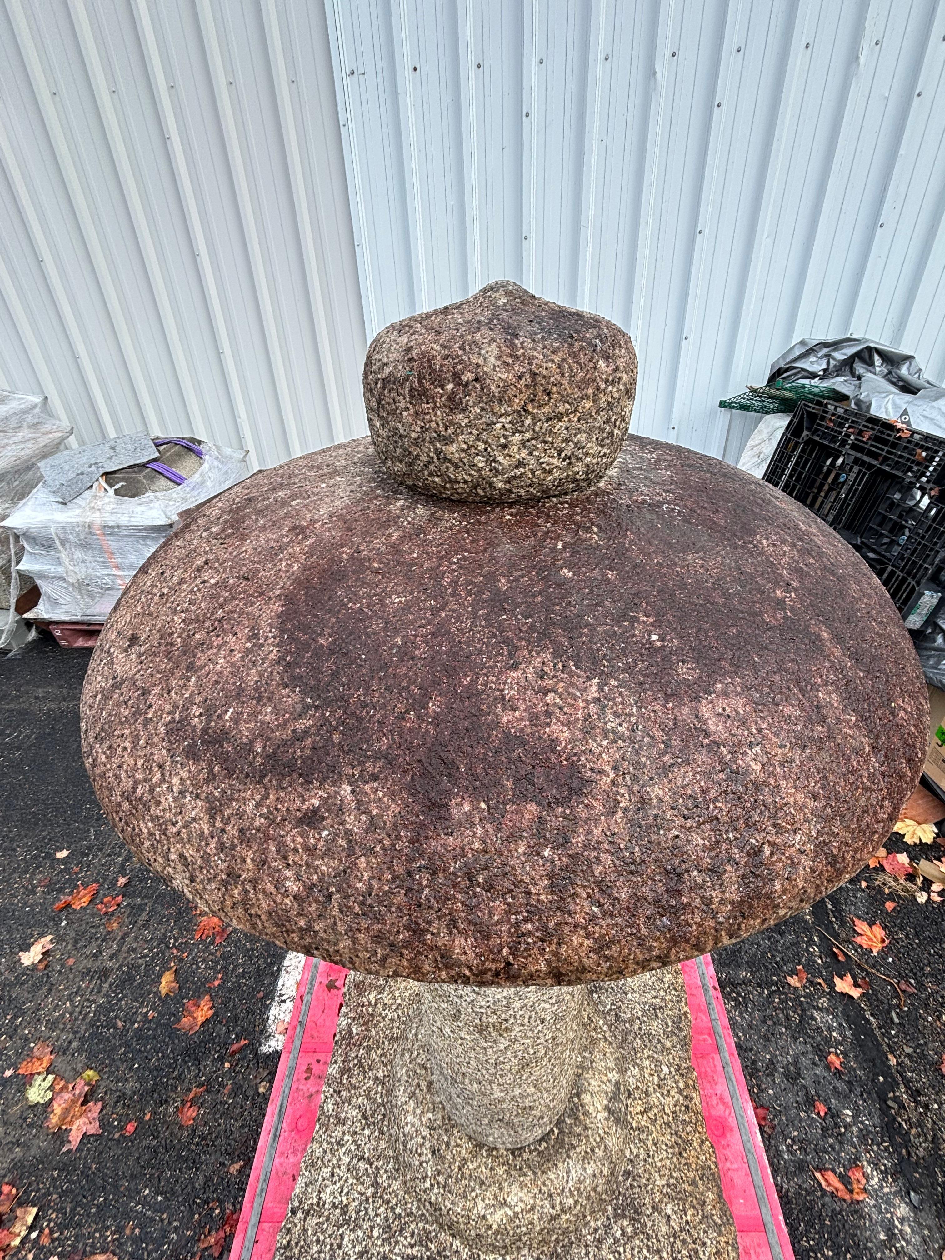 Japanese Tall Round Top Stone Lantern- one of a kind For Sale 3