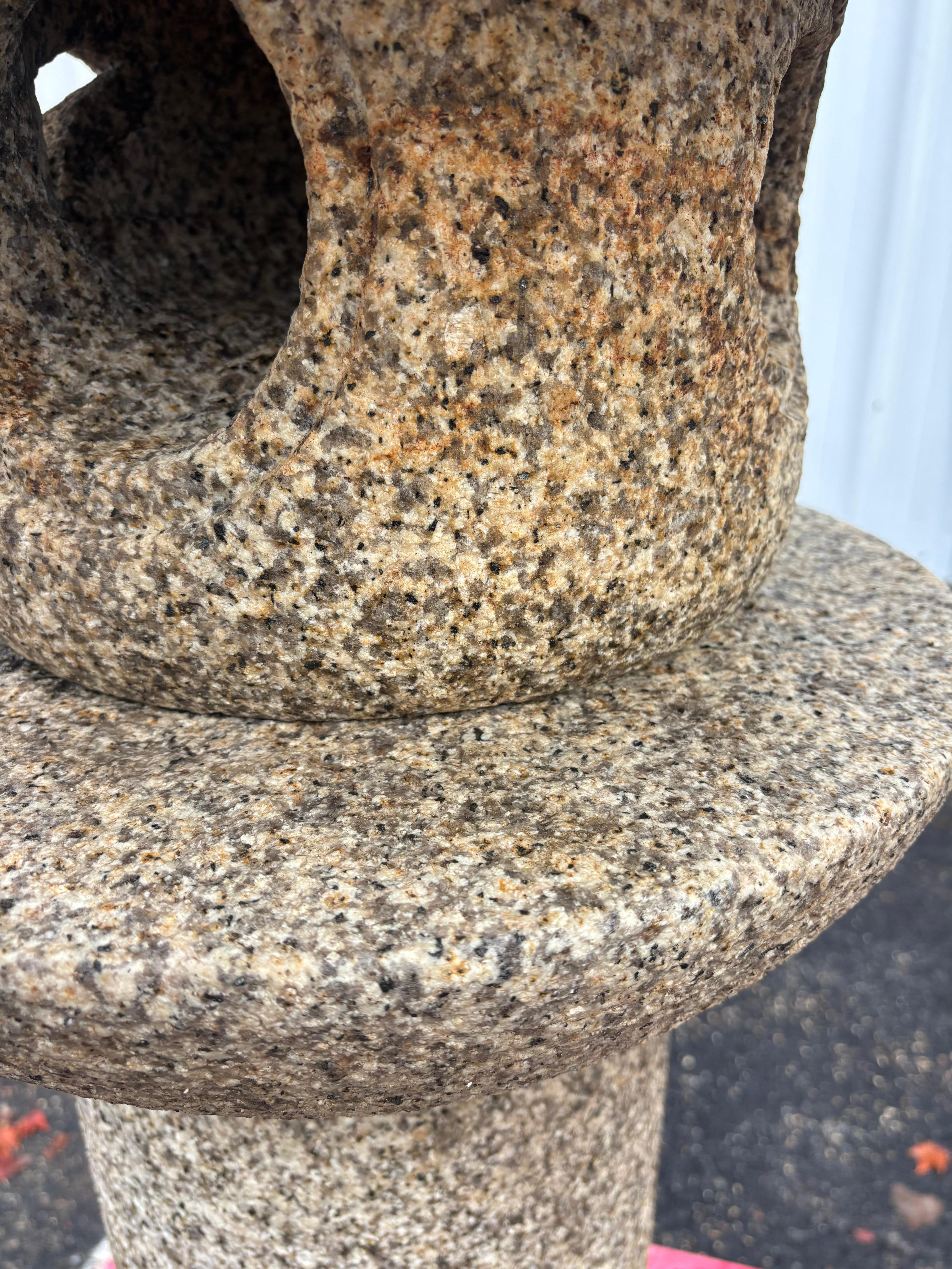 Japanese Tall Round Top Stone Lantern- one of a kind For Sale 4