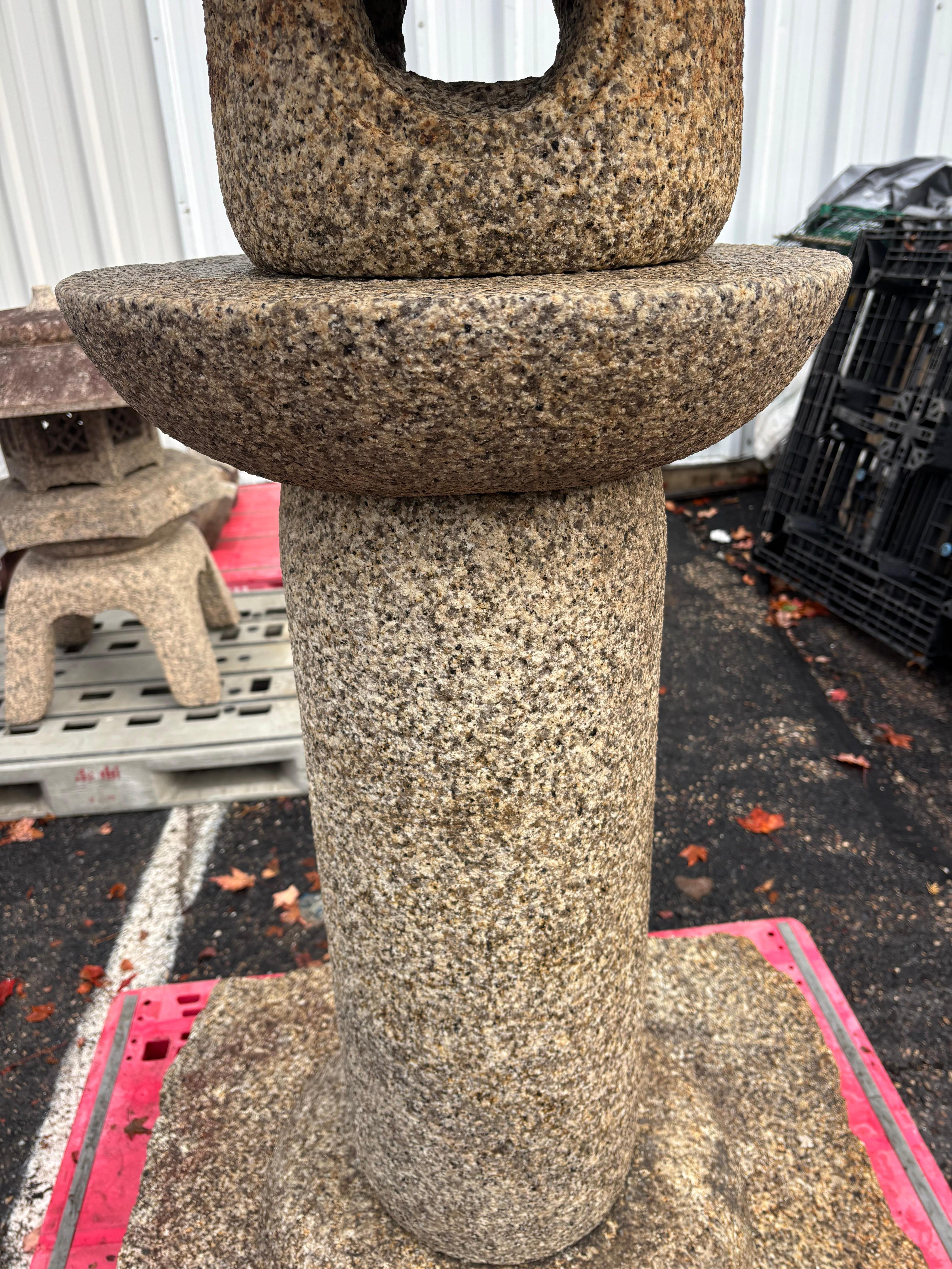 Japanese Tall Round Top Stone Lantern- one of a kind In Good Condition For Sale In South Burlington, VT