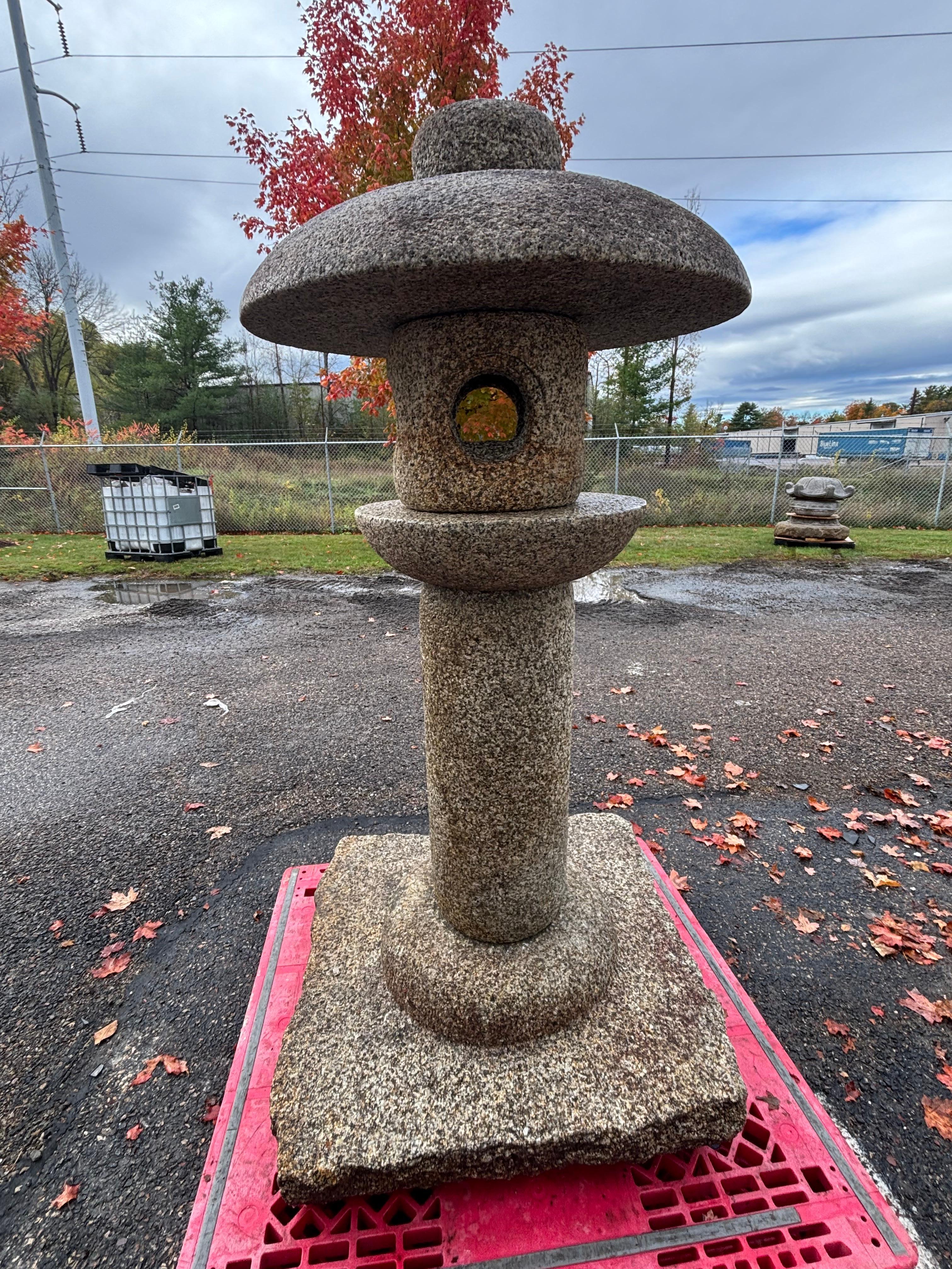 Japanese Tall Round Top Stone Lantern- one of a kind For Sale 1
