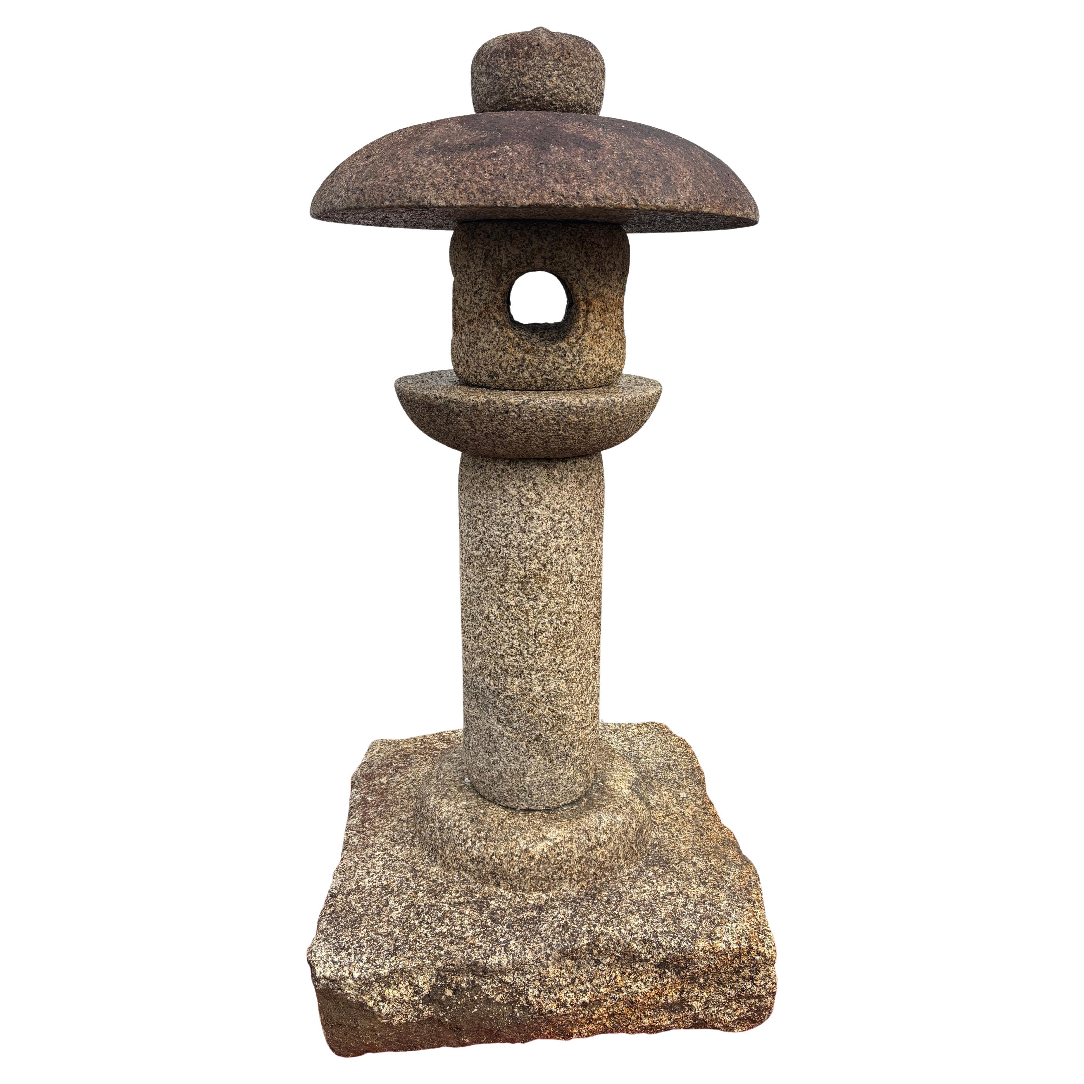 Japanese Tall Round Top Stone Lantern- one of a kind