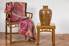 Japanese Tamba Tachikui Ware  Brown Glaze Vase with Discreet Calligraphy