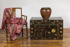 Japanese Tamba Ware Brown Glazed Ceramic Salt Pot Planter with Dripping