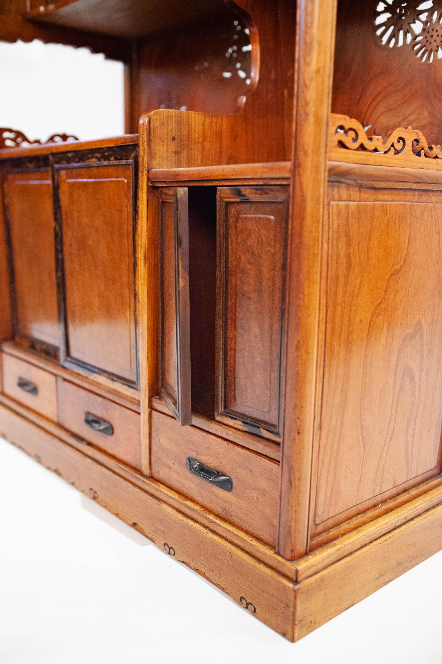 Japanese Tana 'Tea Cabinet' Made of Keyaki Wood For Sale 3