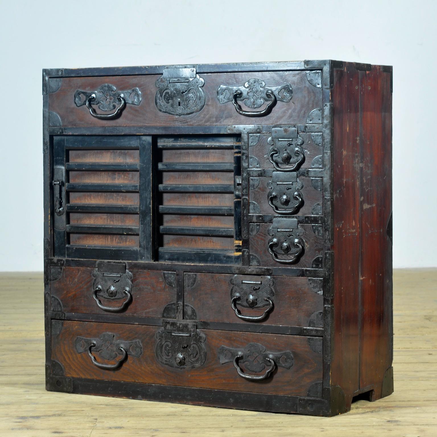 Japanese Tansu Chest of Drawers, circa 1890 For Sale 9