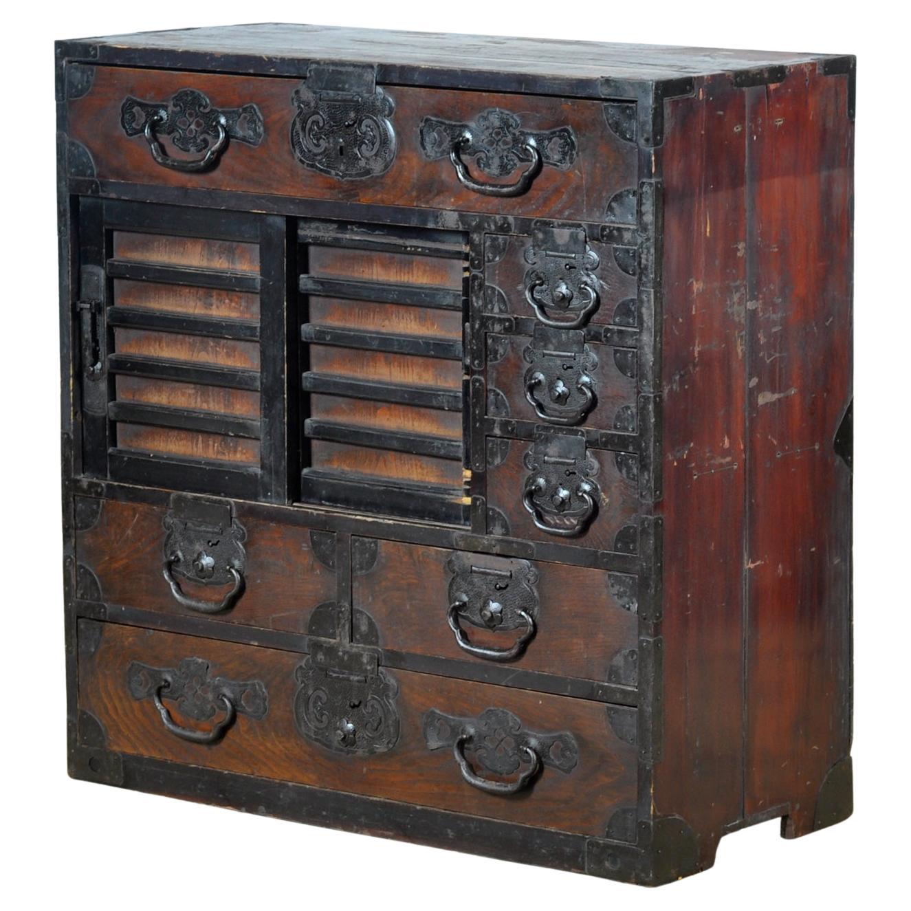 Cassettiera giapponese Tansu, 1890 circa