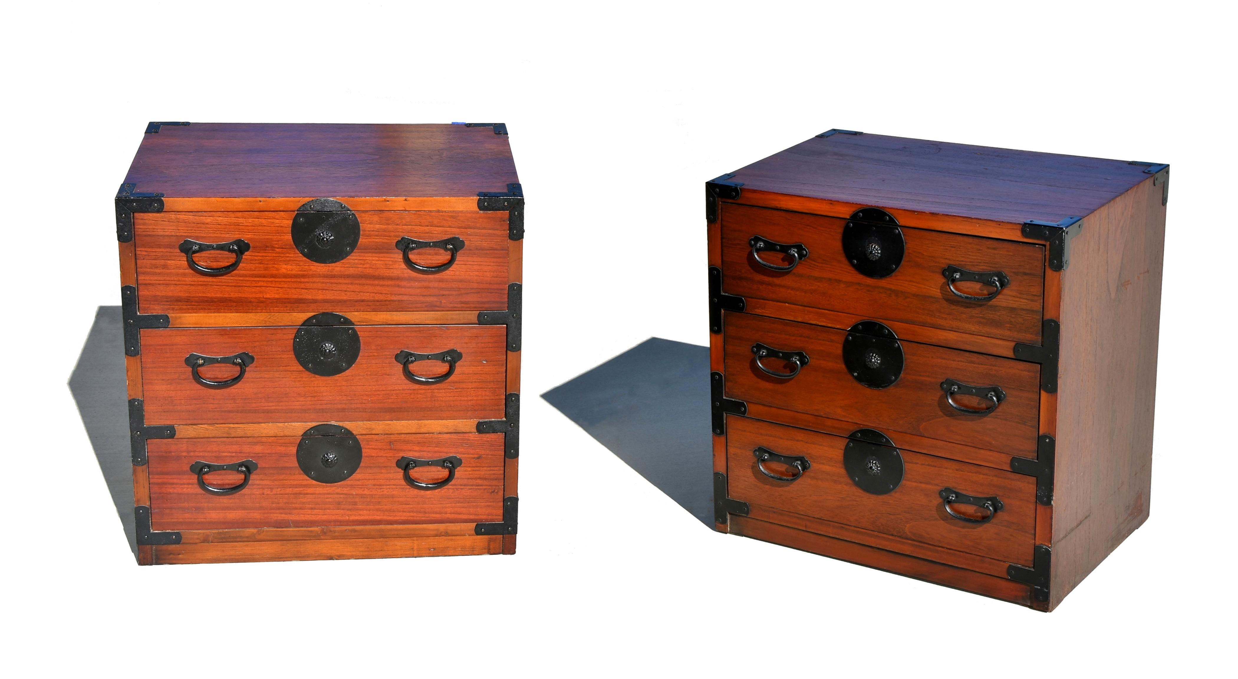 Japanese Tansu Chests Night Stands Set of Two 1