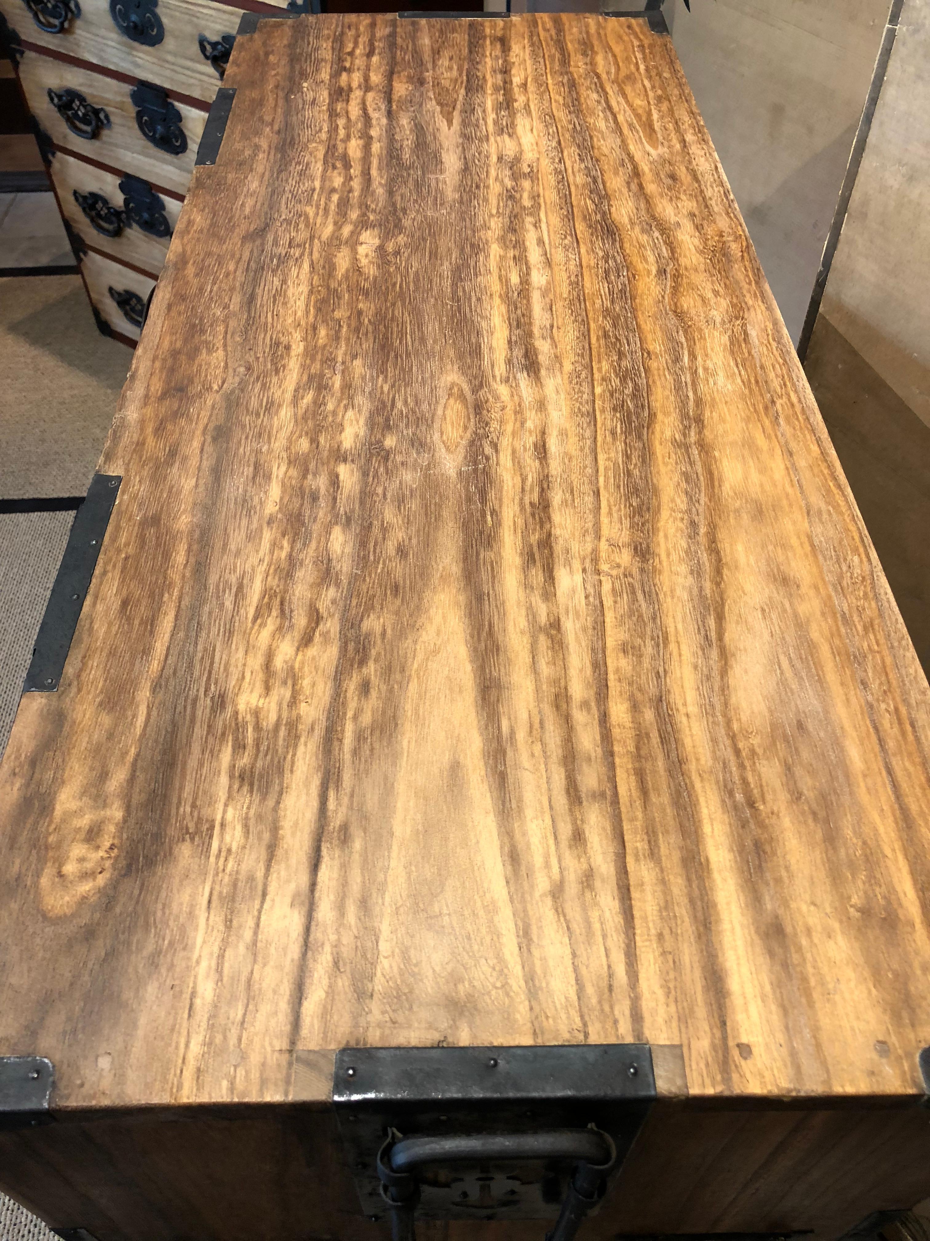 Japanese Tansu Light Wood Kiri Iron Hardware Chest Side Table Bedside Table 6