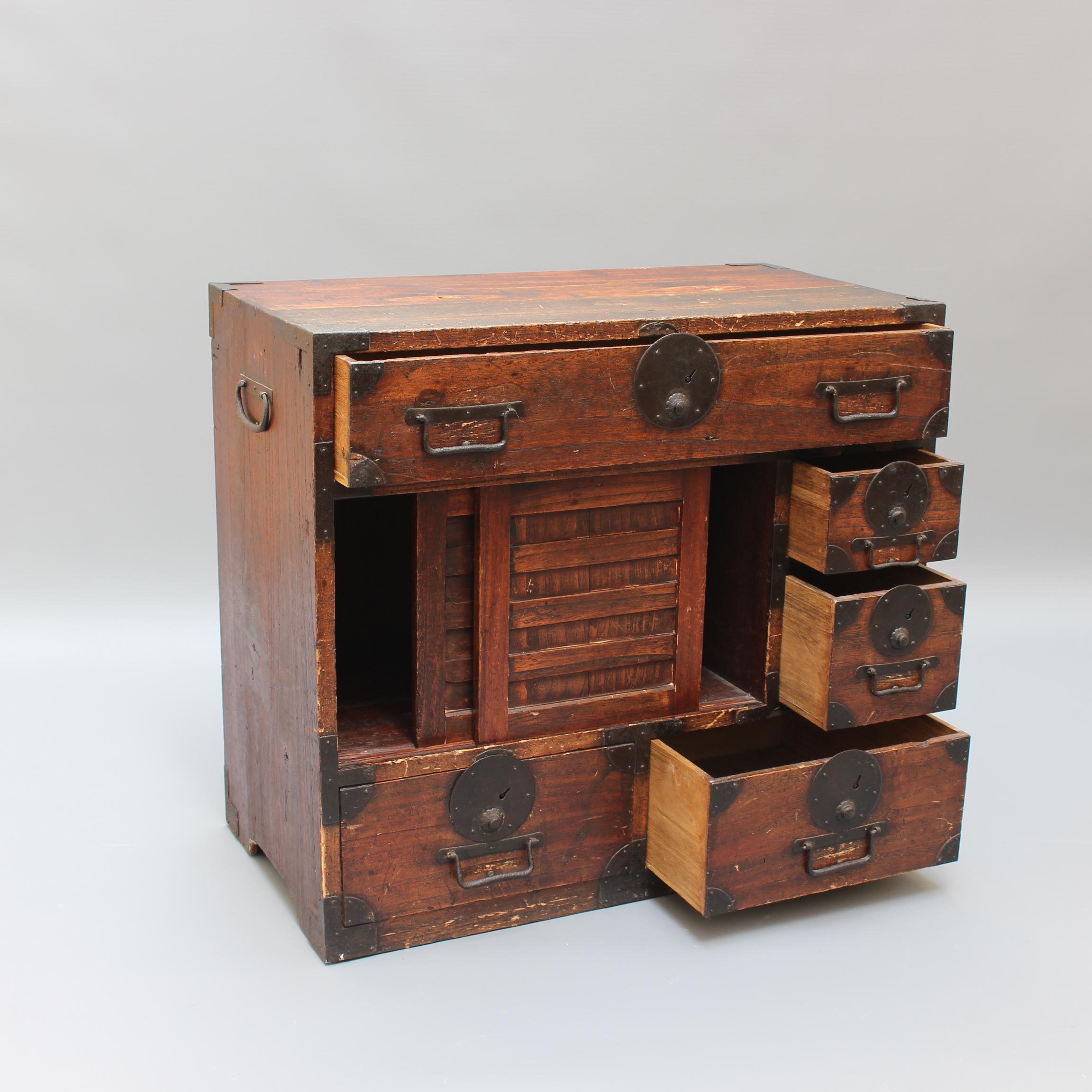 Wood Japanese Tansu Storage Chest (19th Century - Edo Period) Wabi Sabi For Sale