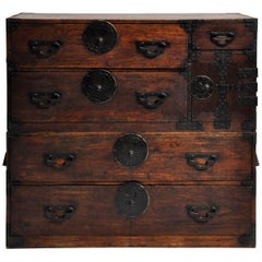 Japanese Tansu with Black Color Hardware