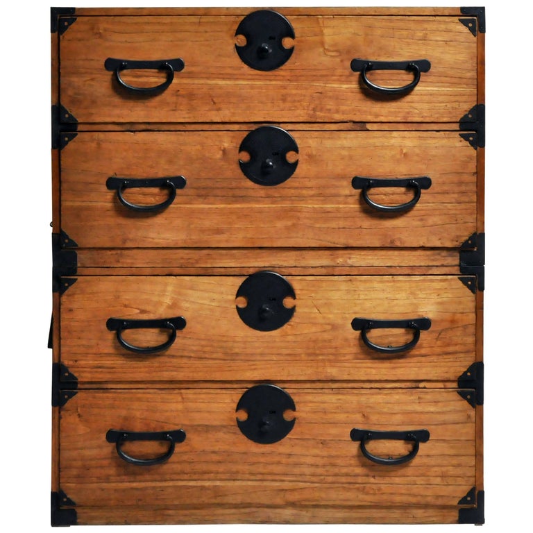 Japanese Tansu with Black Color Hardware at 1stdibs
