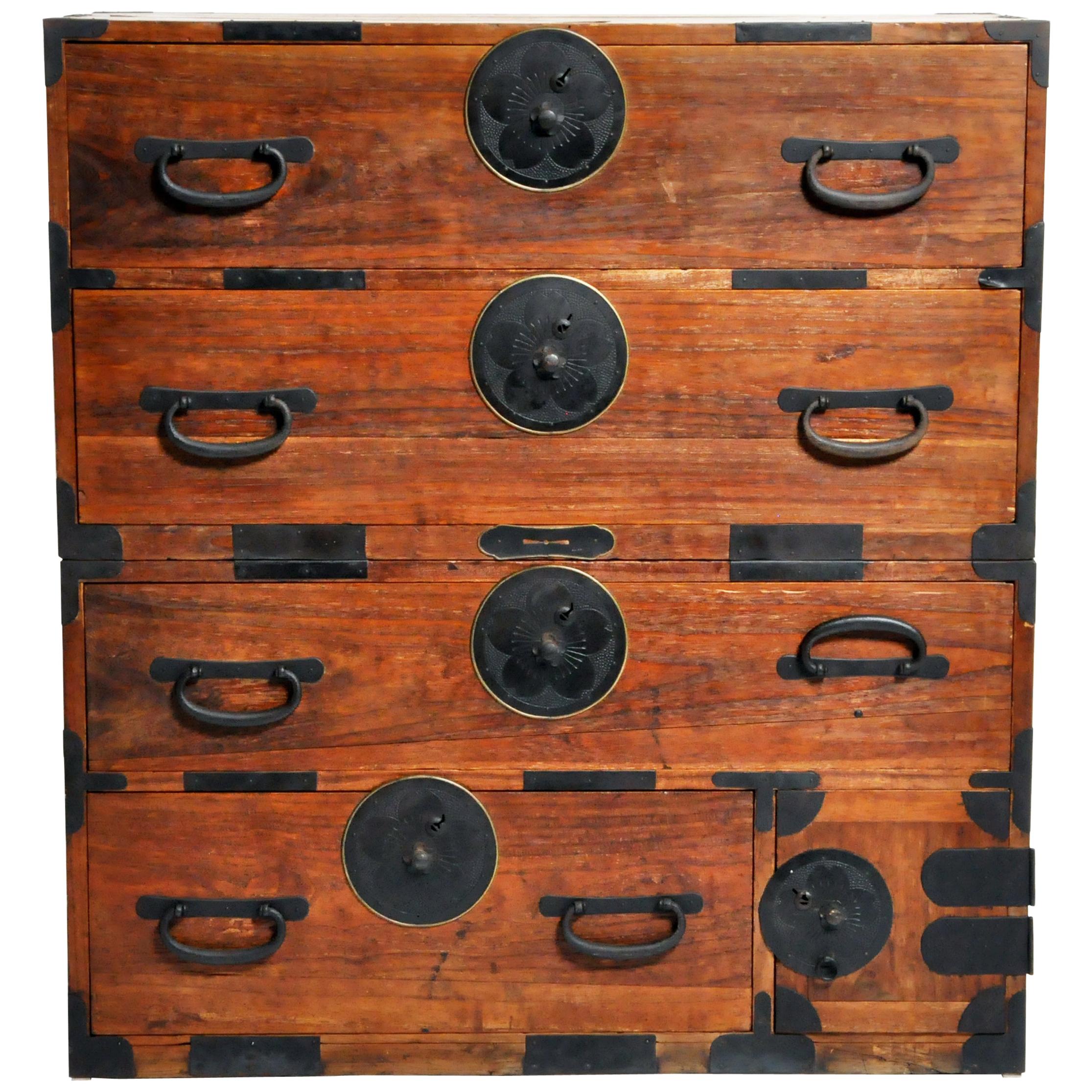 Korean Elm Tansu Chest with Brass Hardware For Sale at 1stdibs