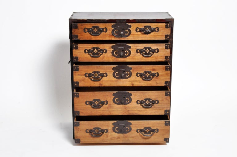 Japanese Tansu with Hand Hardware For Sale at 1stdibs