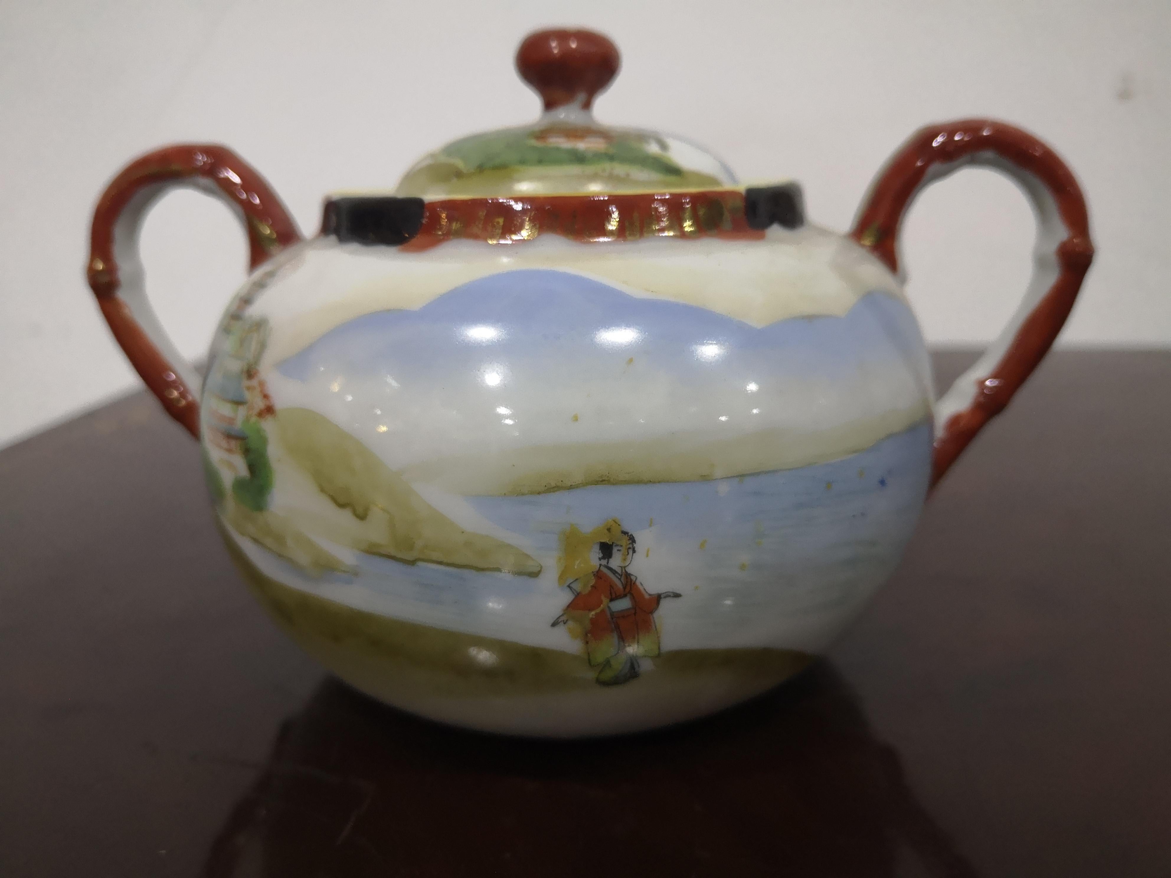 Japanese tea service for 10 in fine mid-19th century porcelain For Sale 4