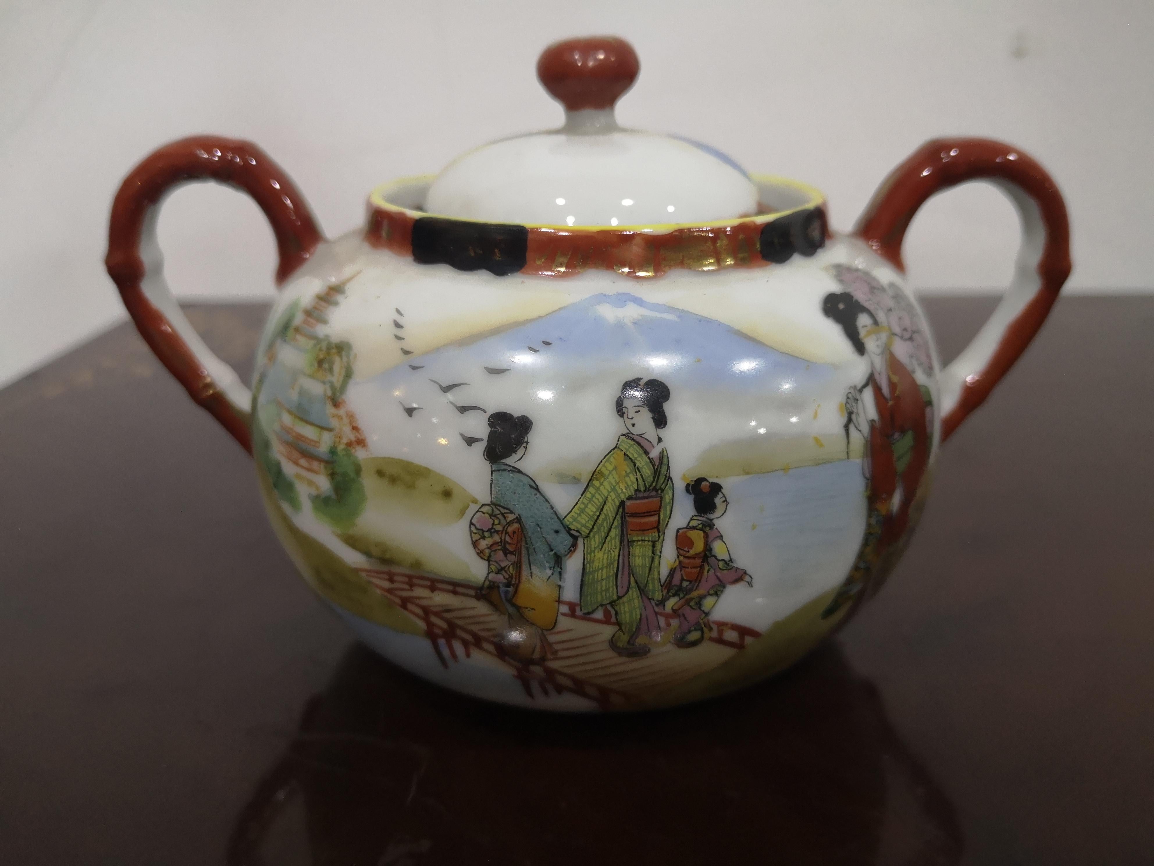 Japanese tea service for 10 in fine mid-19th century porcelain For Sale 5