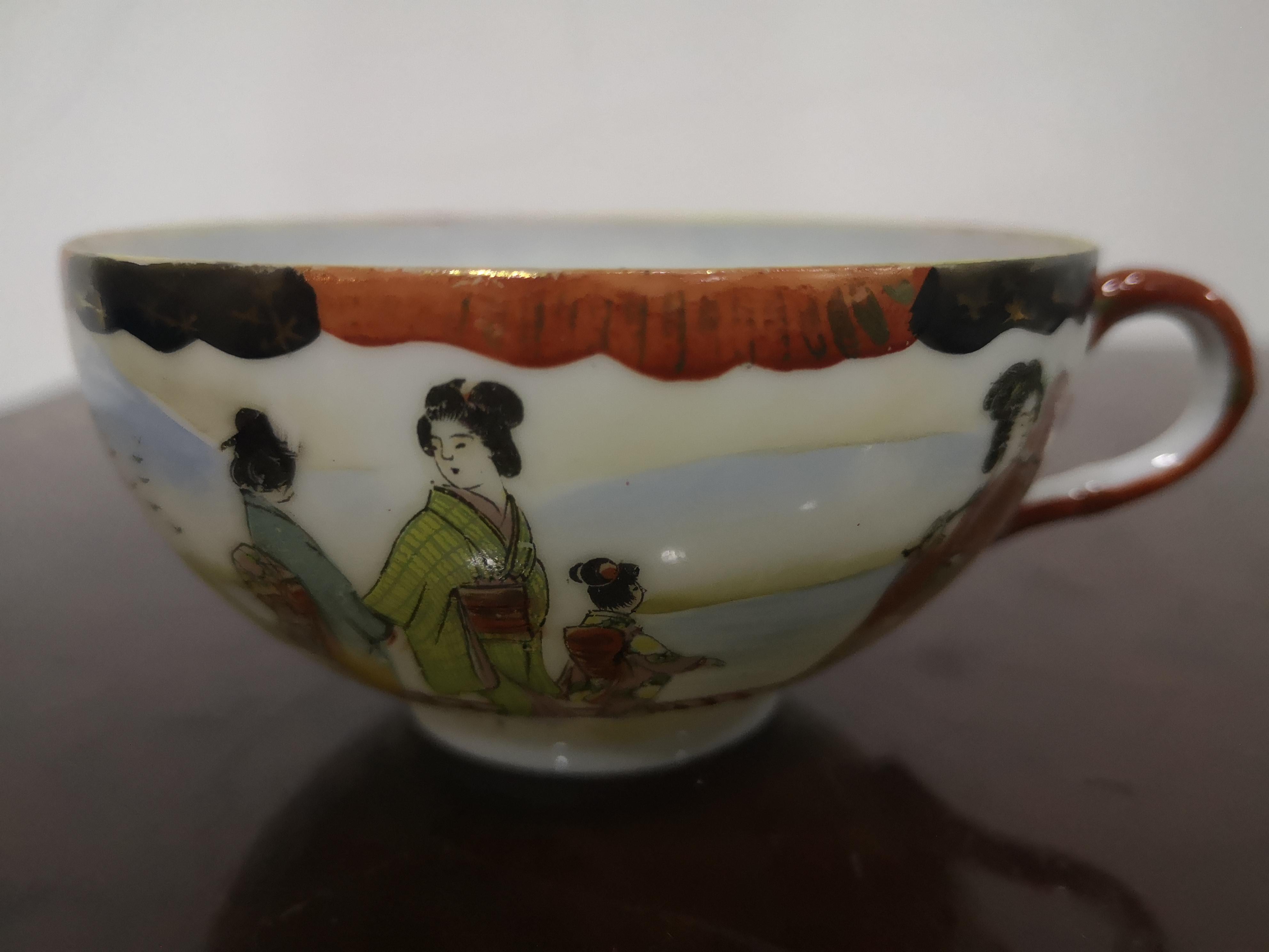 Japanese tea service for 10 in fine mid-19th century porcelain For Sale 1
