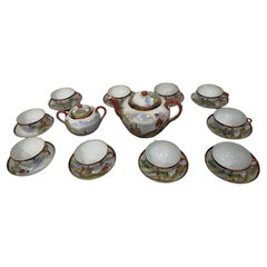 Used Japanese tea service for 10 in fine mid-19th century porcelain