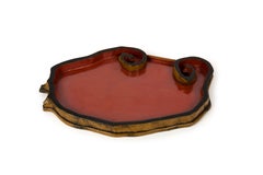 Japanese tea tray in red and black lacquer