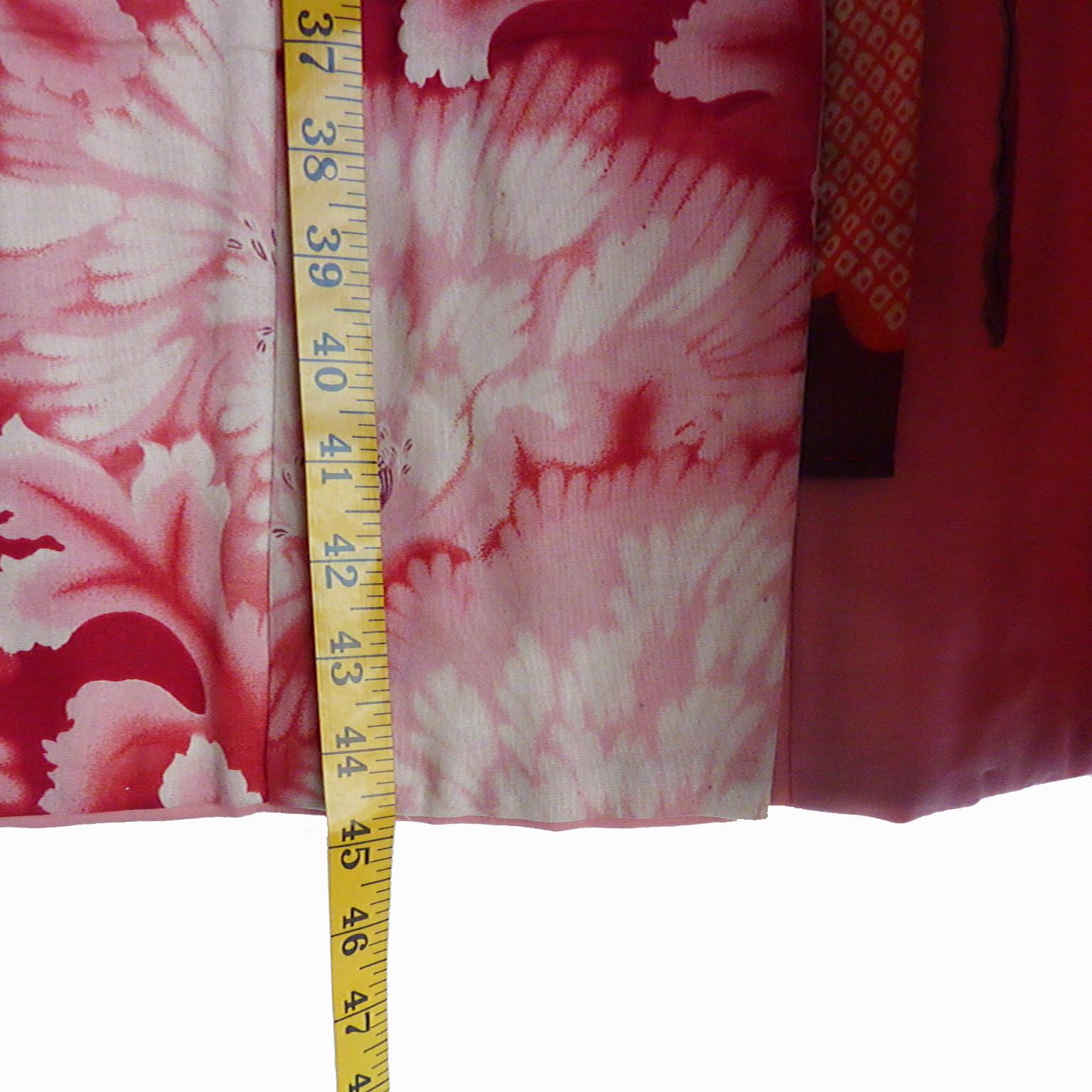 Japanese teen-size red cherry blossom printed patchwork vintage Kimono  6