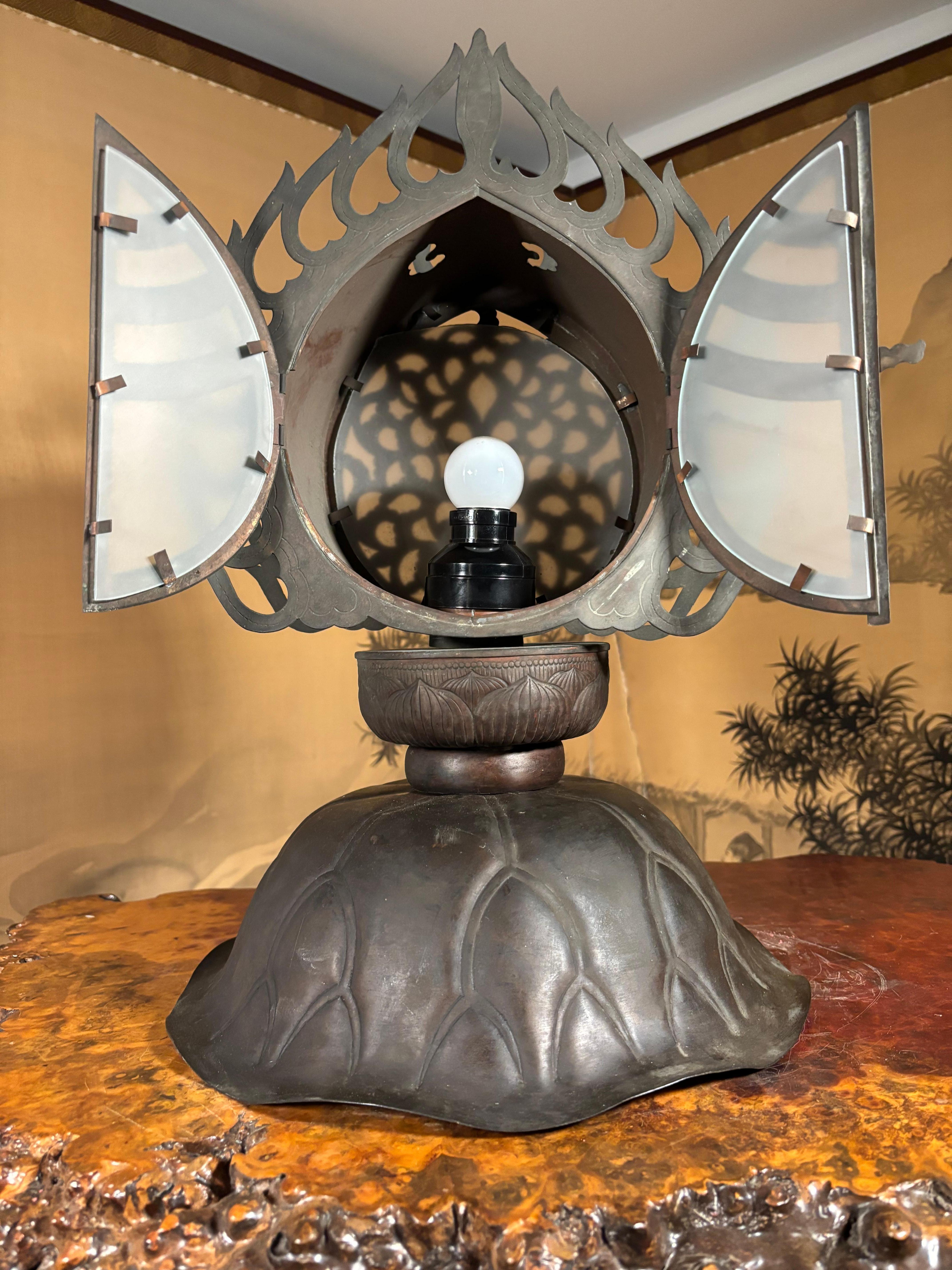 Japanese Antique Altar Table Lamp Symbolic Of Wish Granting And Good Fortune For Sale 3