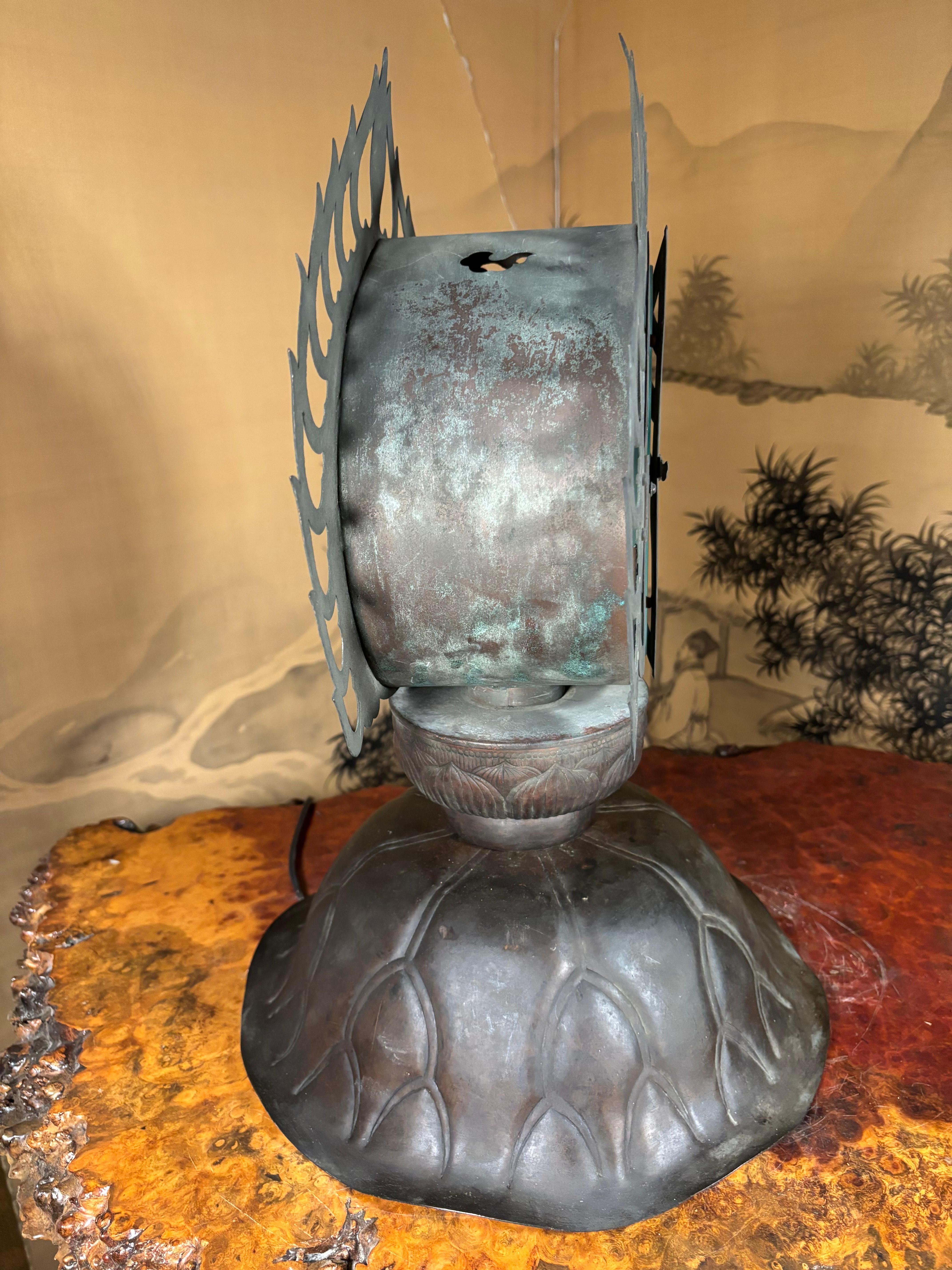 Japanese Antique Altar Table Lamp Symbolic Of Wish Granting And Good Fortune For Sale 4