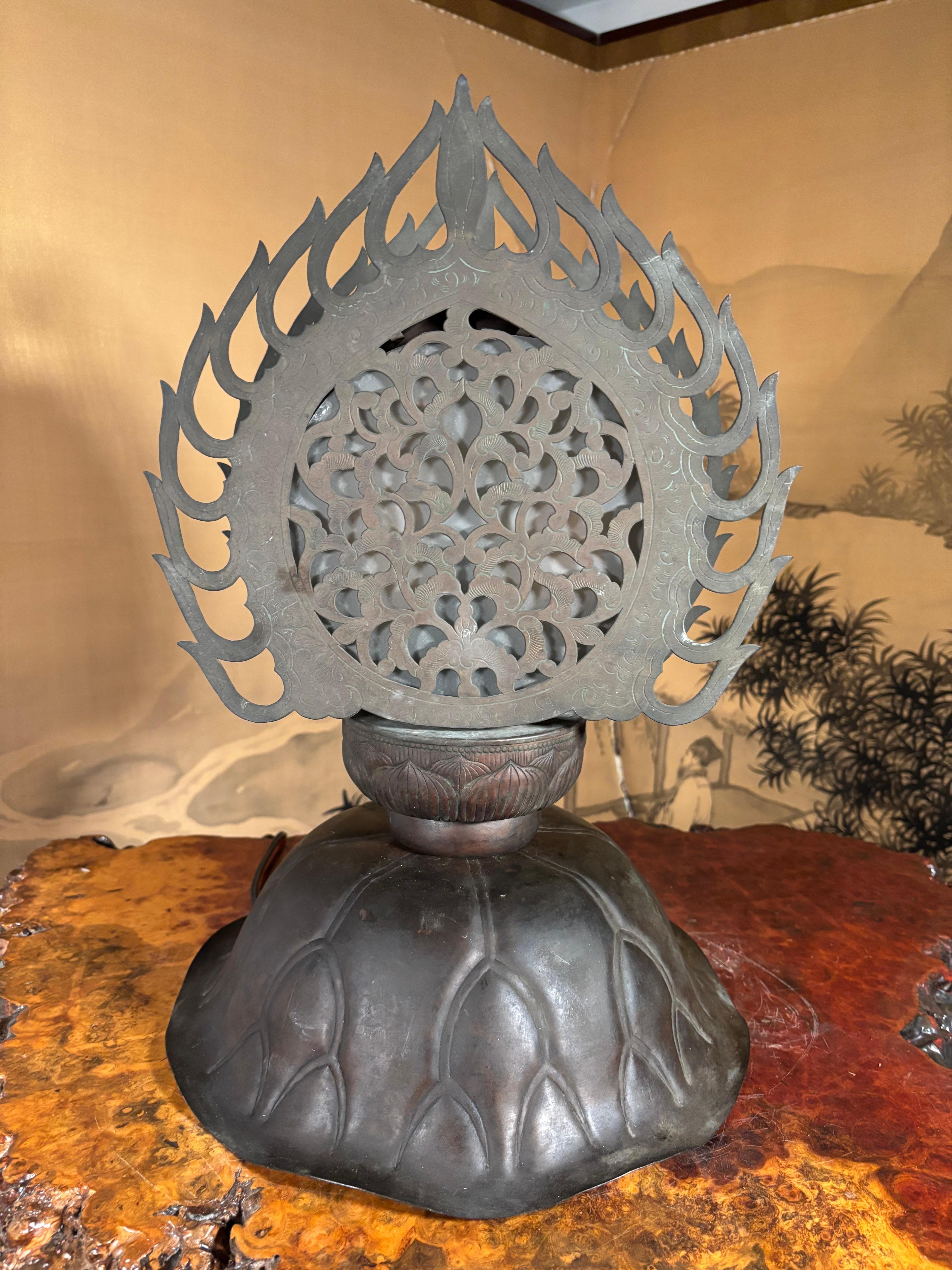 Japanese Antique Altar Table Lamp Symbolic Of Wish Granting And Good Fortune For Sale 6