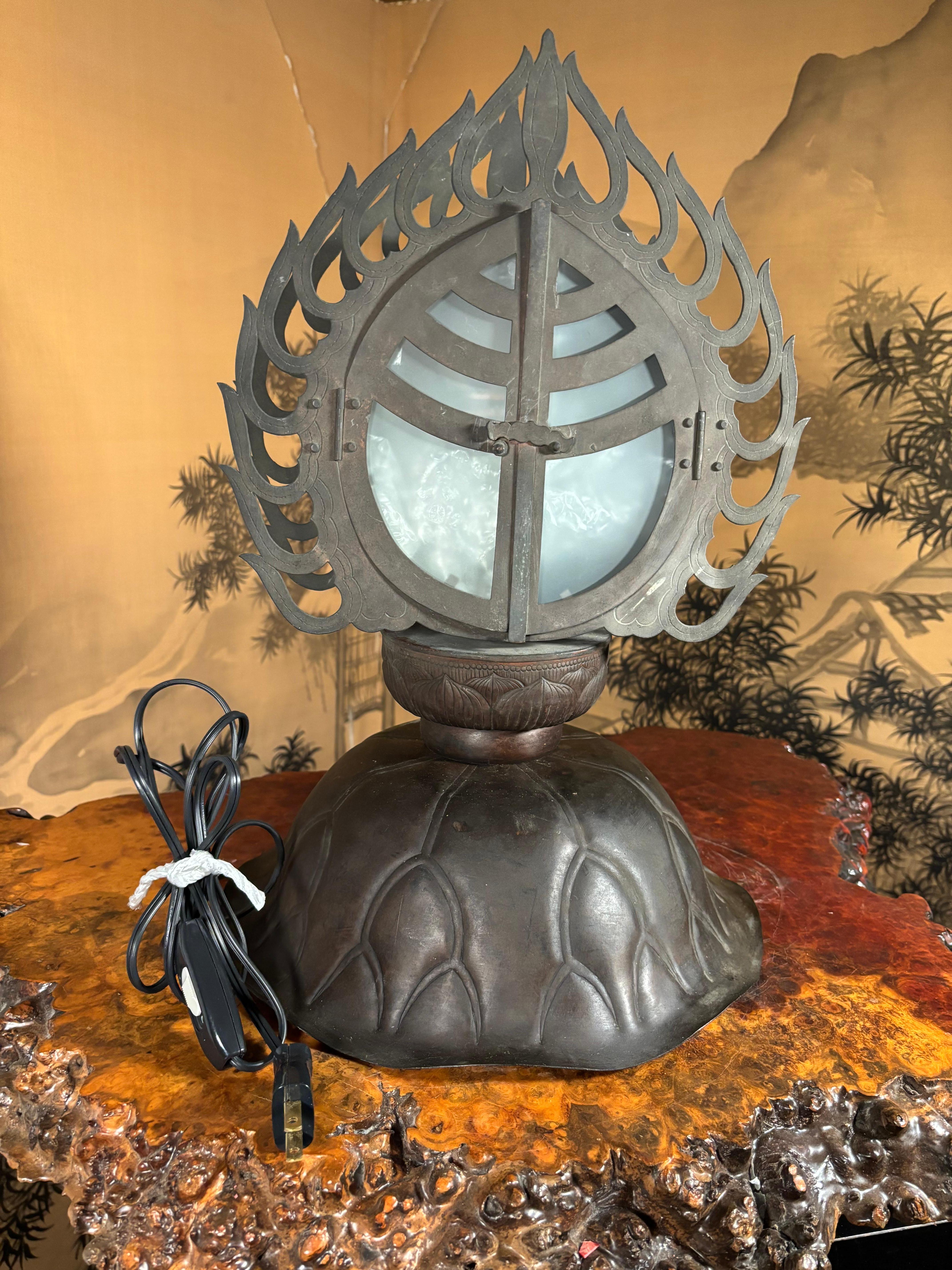 Japanese Antique Altar Table Lamp Symbolic Of Wish Granting And Good Fortune For Sale 7