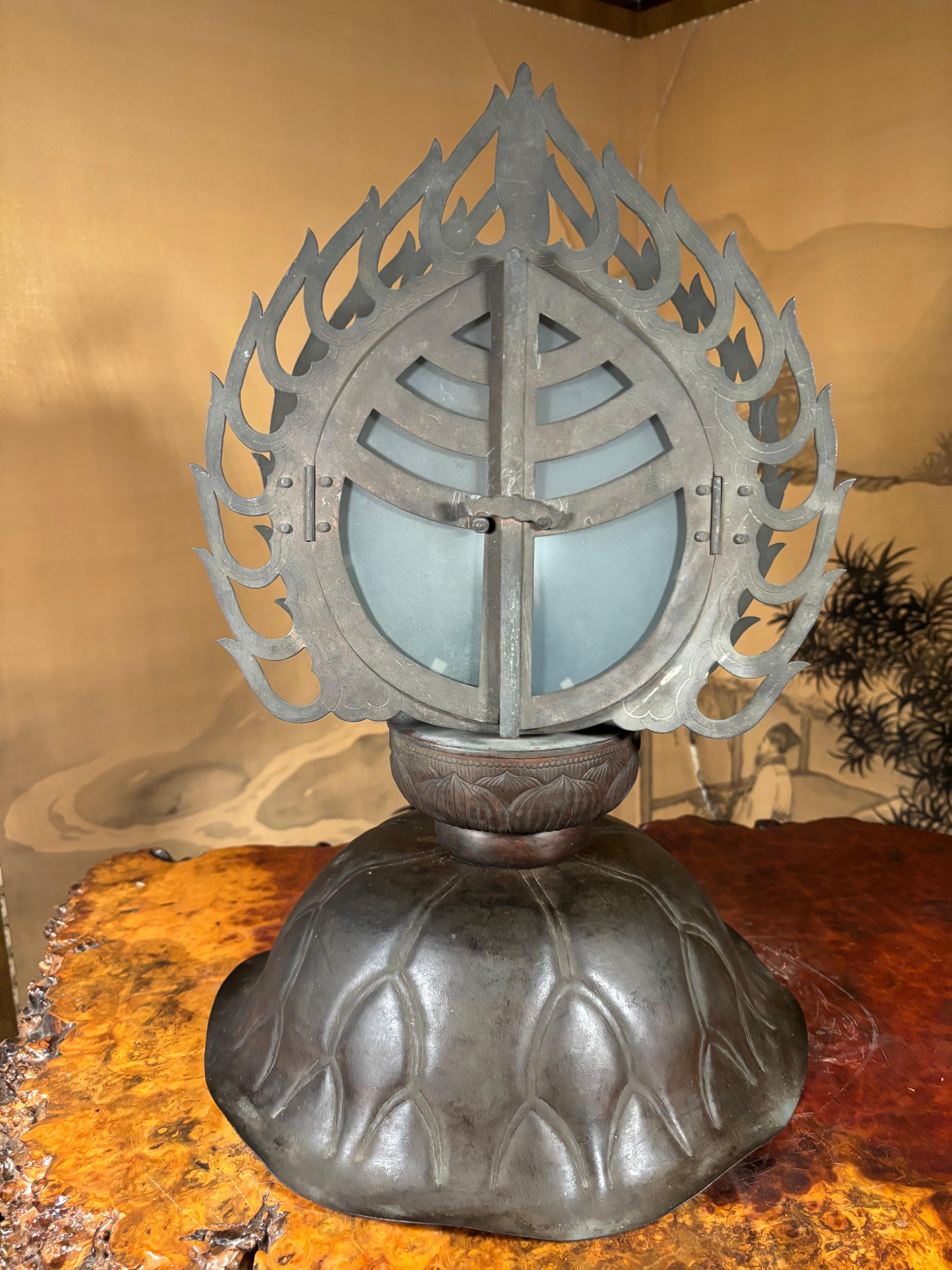 Japanese Antique Altar Table Lamp Symbolic Of Wish Granting And Good Fortune For Sale 2
